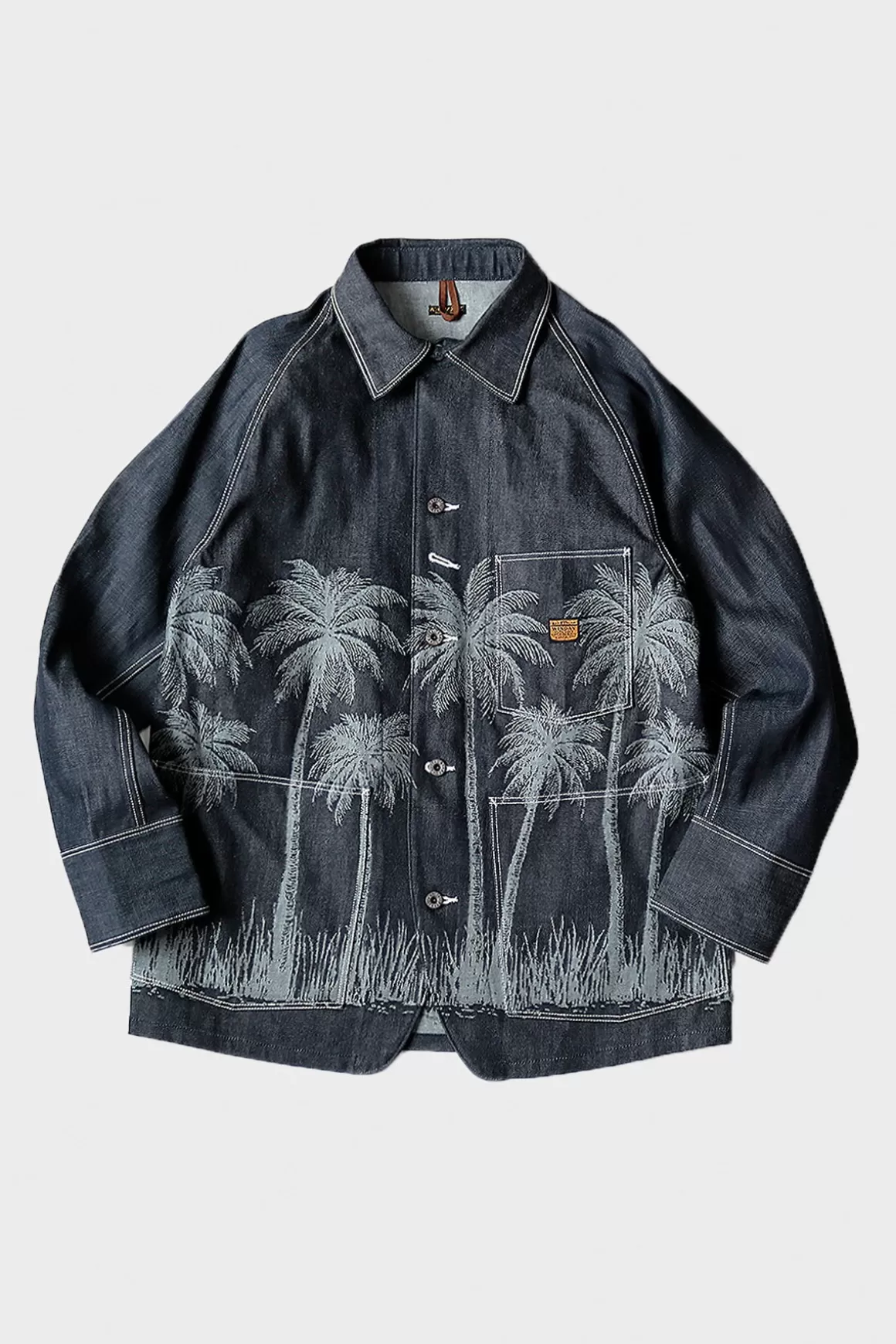 12Oz Palm Tree Jacquard Denim Cactus Coverall - Indigo>Kapital Best Sale