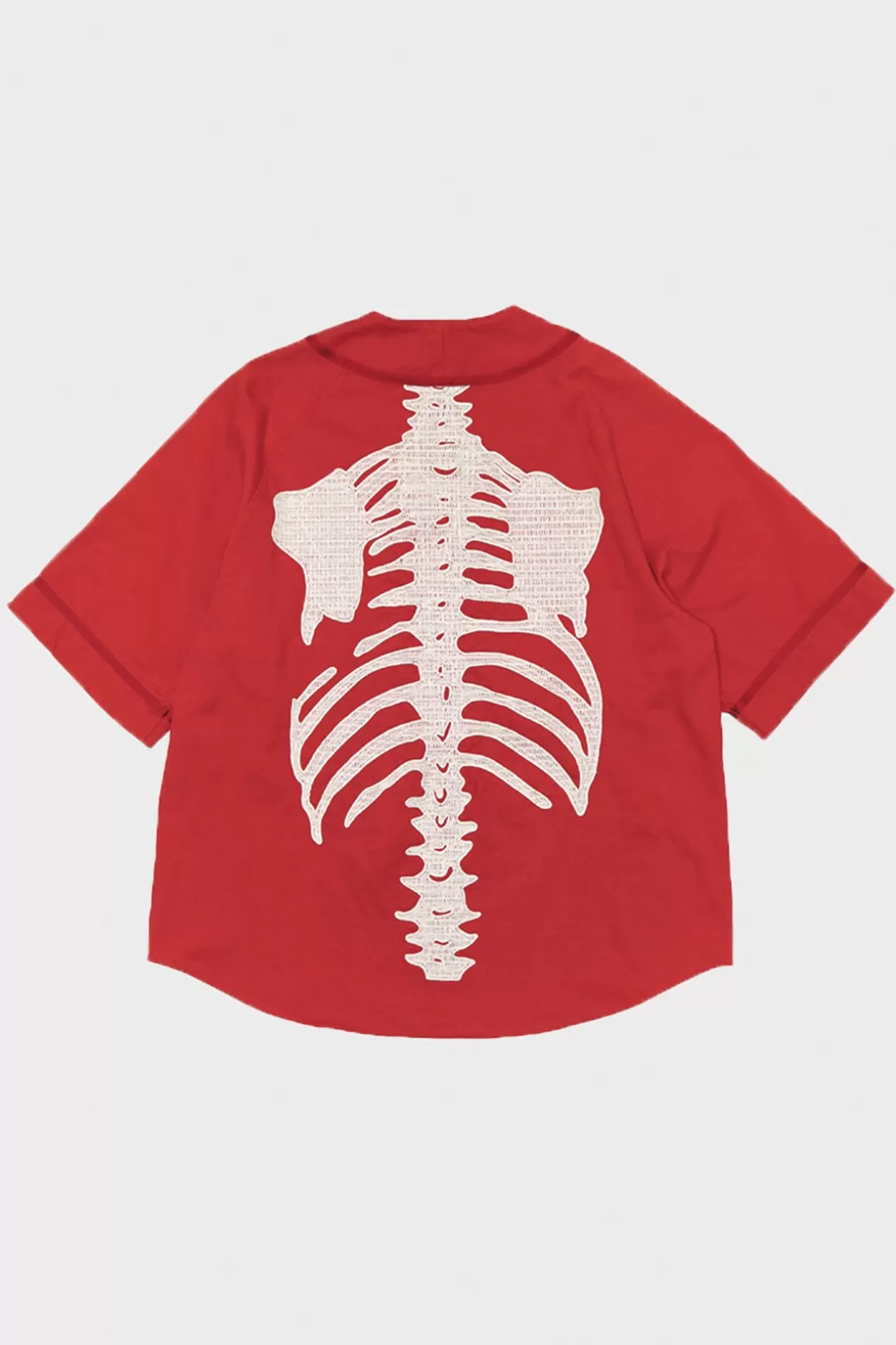 16/-Densed Jersey Baseball Shirt (Bone) - Red>Kapital Fashion