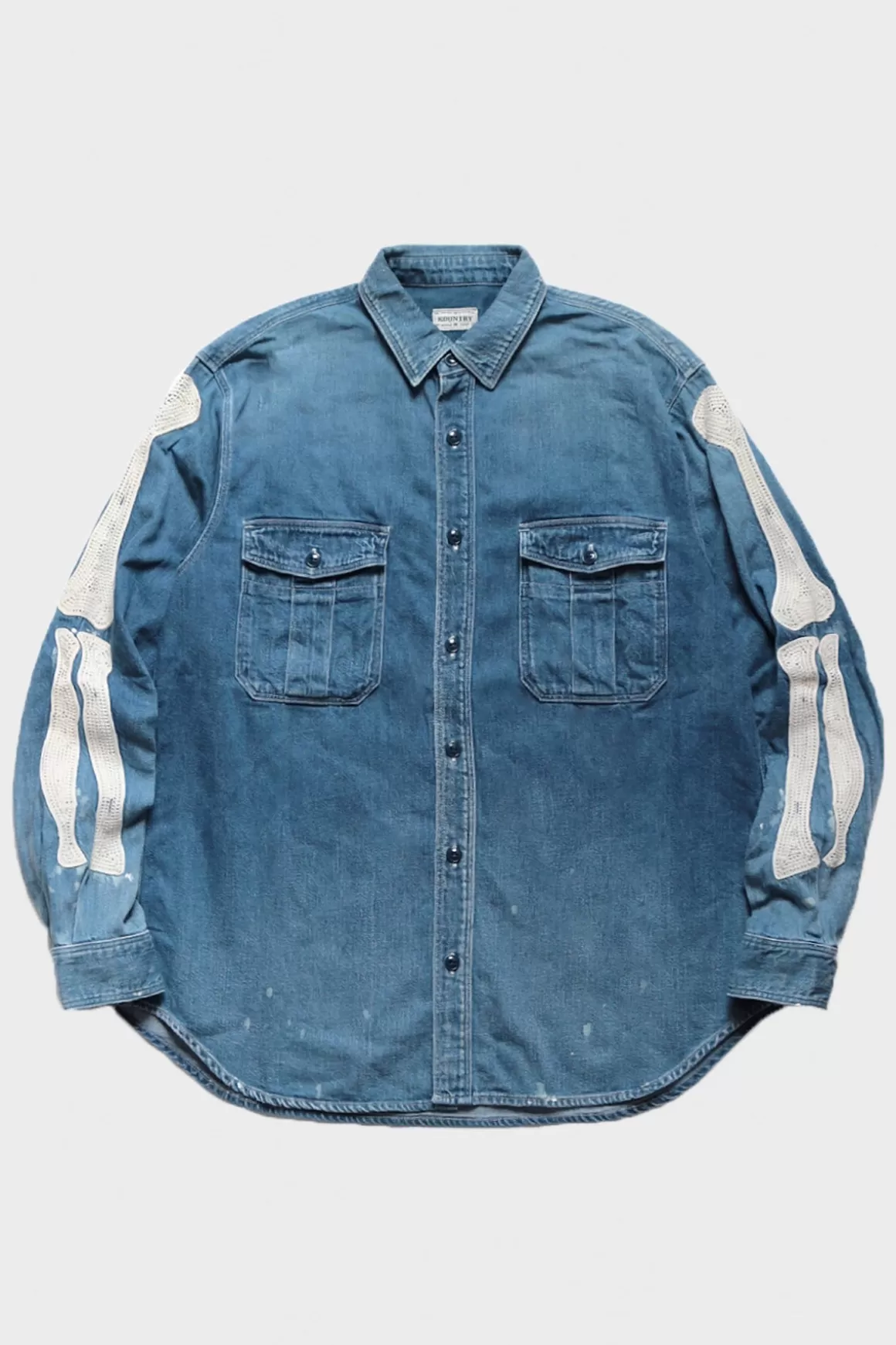 8Oz Denim Work Shirt (Bone Embroidery) - Pro>Kapital Outlet