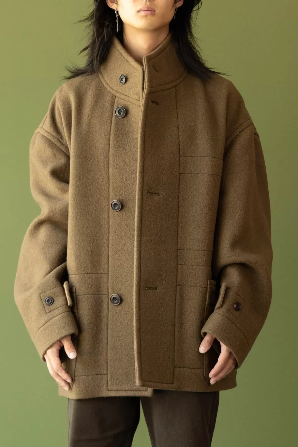 Boxy Duffle Coat - Olive Brown>Lemaire Flash Sale