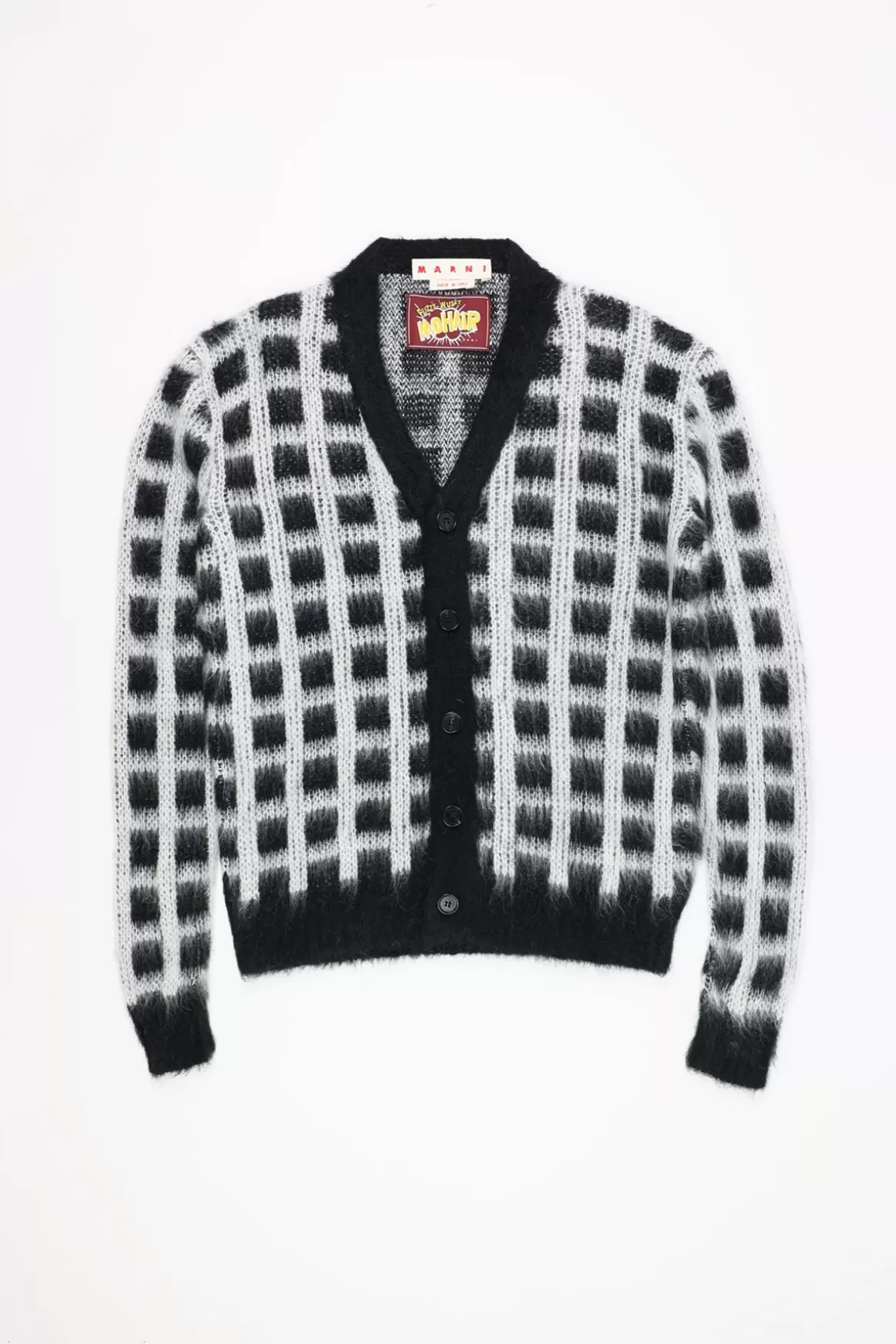 Brushed Check Fuzzy Wuzzy Cardigan - Black>Marni Clearance