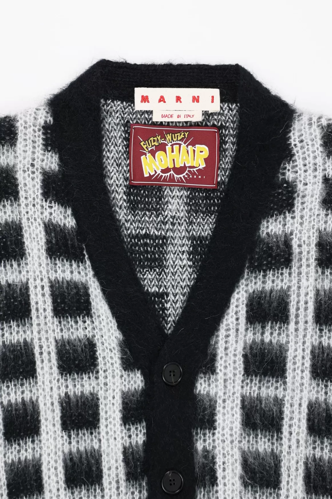 Brushed Check Fuzzy Wuzzy Cardigan - Black>Marni Clearance