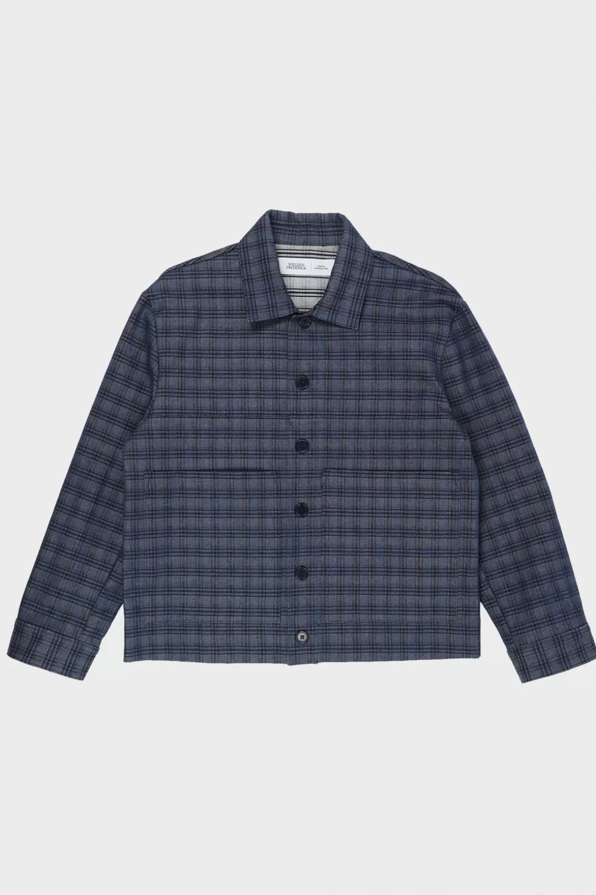 Cafe Jacket - Reactive-Dyed Plaid Herringbone Denim>William Frederick New