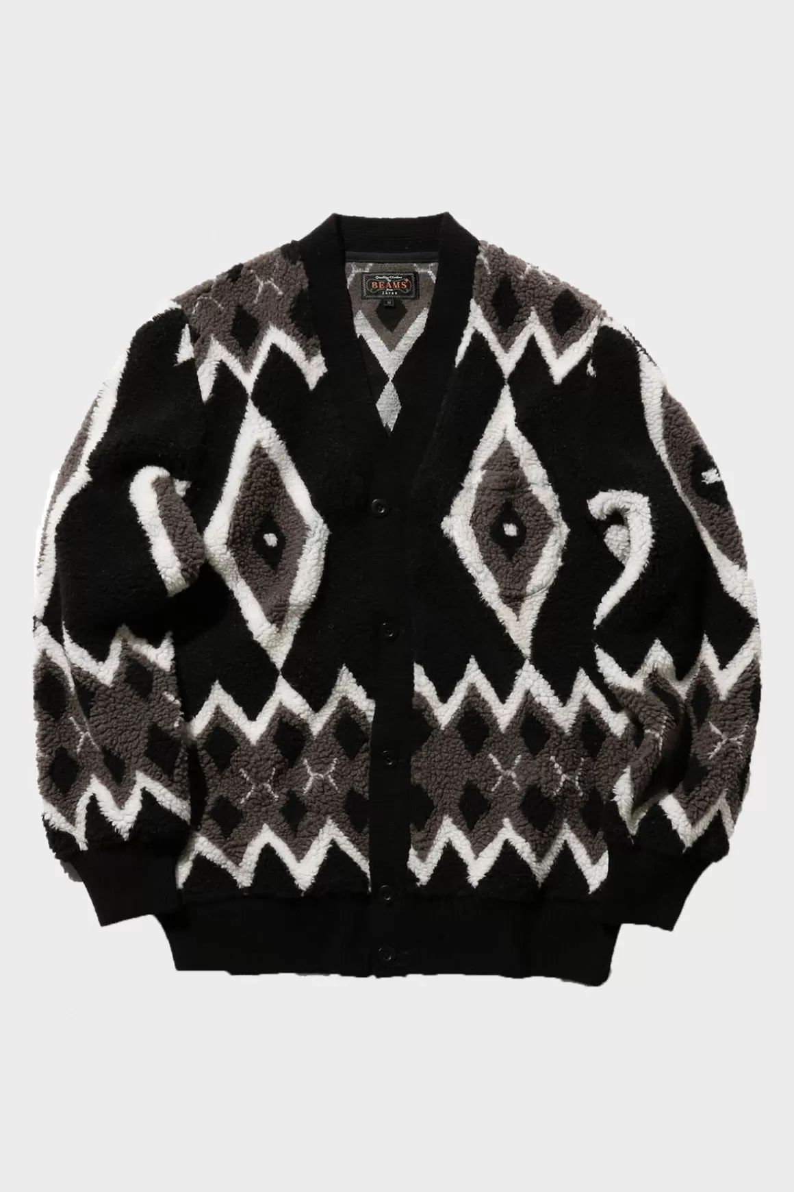 Cardigan Boa Jacquard - Black/Grey>Beams Plus Best