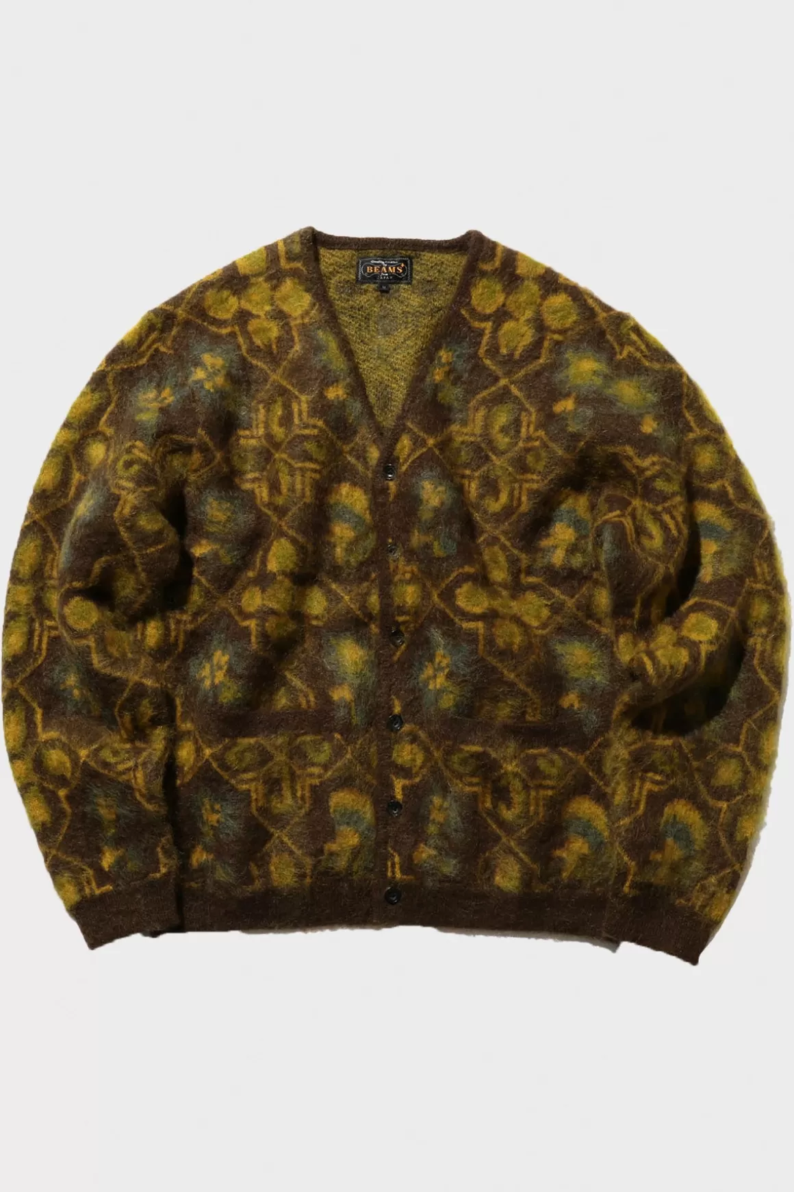 Cardigan Botanical Jacquard - Brown>Beams Plus Best