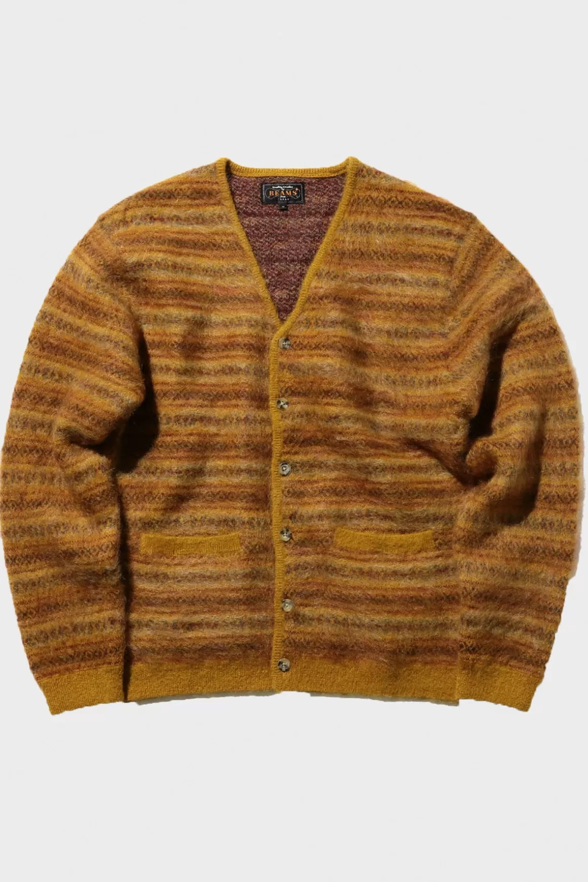 Cardigan Double Jacquard Fair Isle - Mustard>Beams Plus Online