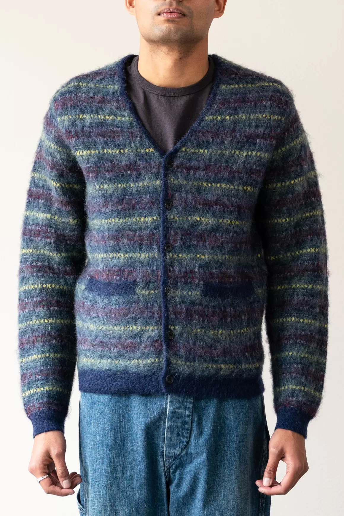 Cardigan Double Jacquard Fair Isle - Navy>Beams Plus Fashion