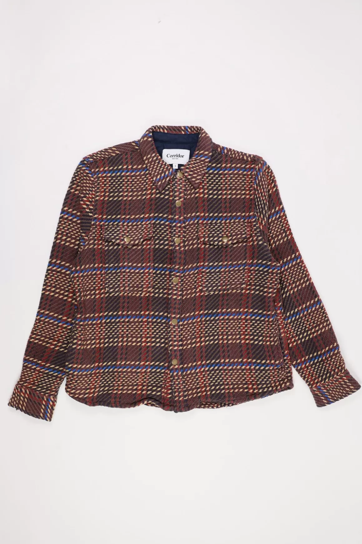 Corded Plaid Shirt Jacket - Brown>Corridor Sale