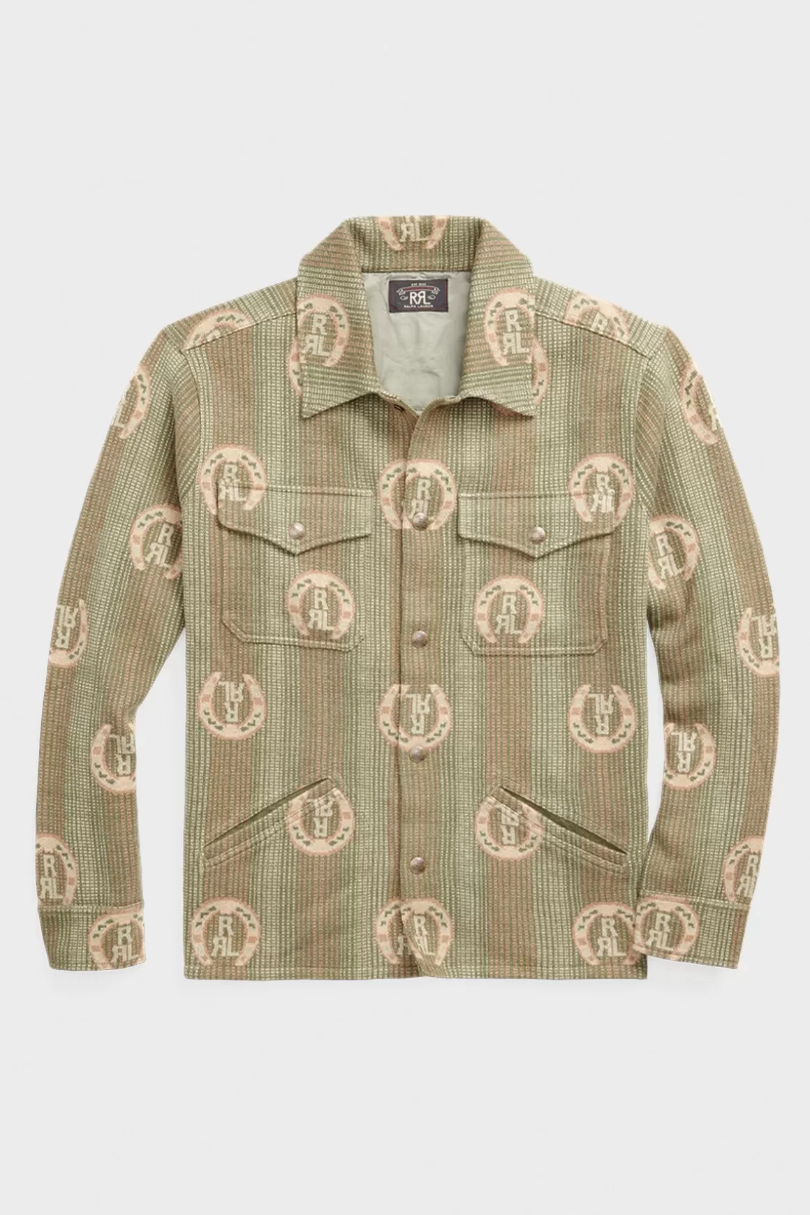 Cotton Jacquard Shirt Jacket - Sage/Multi>RRL New