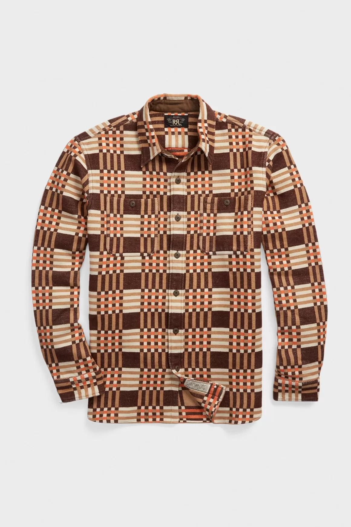 Cotton Jacquard Workshirt - Brown/Multi>RRL Flash Sale