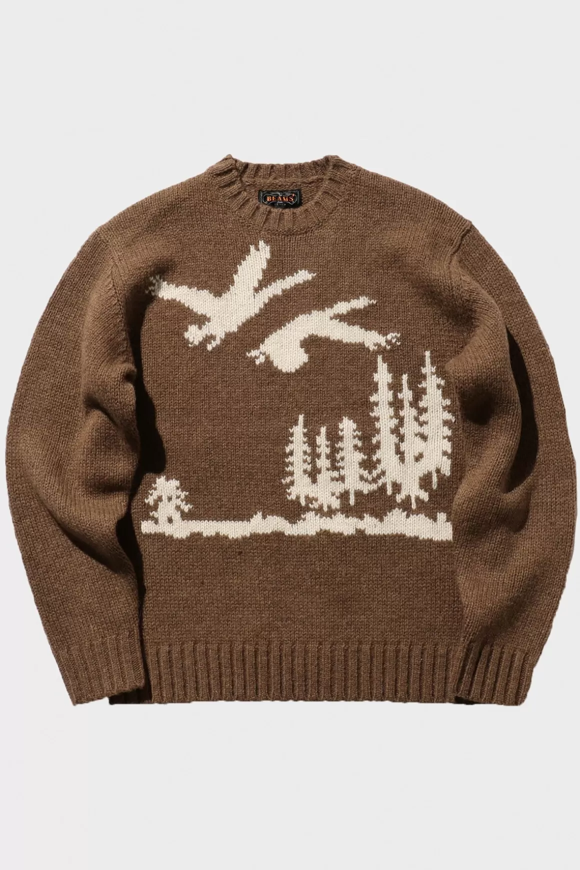 Crew Neck Intarsia 3G - Brown (Duck)>Beams Plus Best Sale