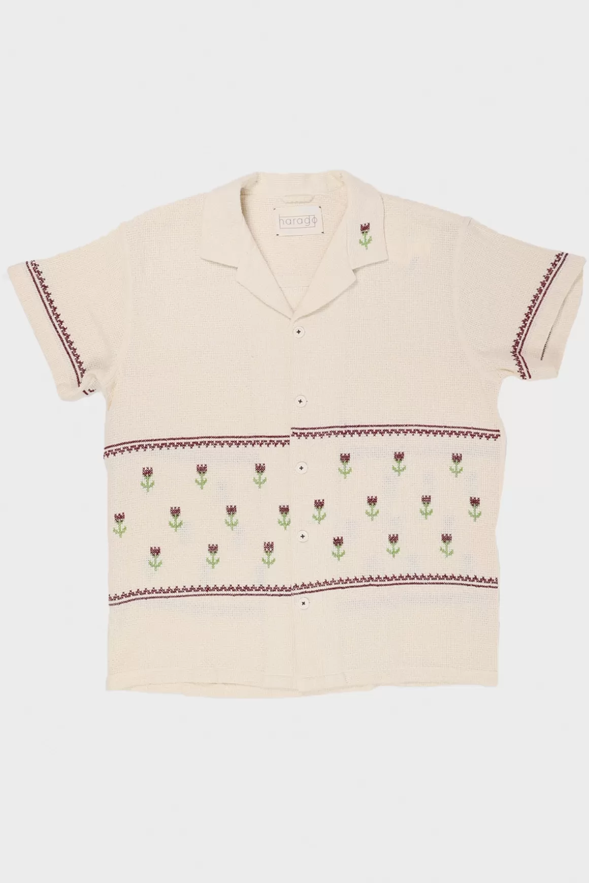 Cross-Stitch Embroidery Shirt - Off-White>Harago Store