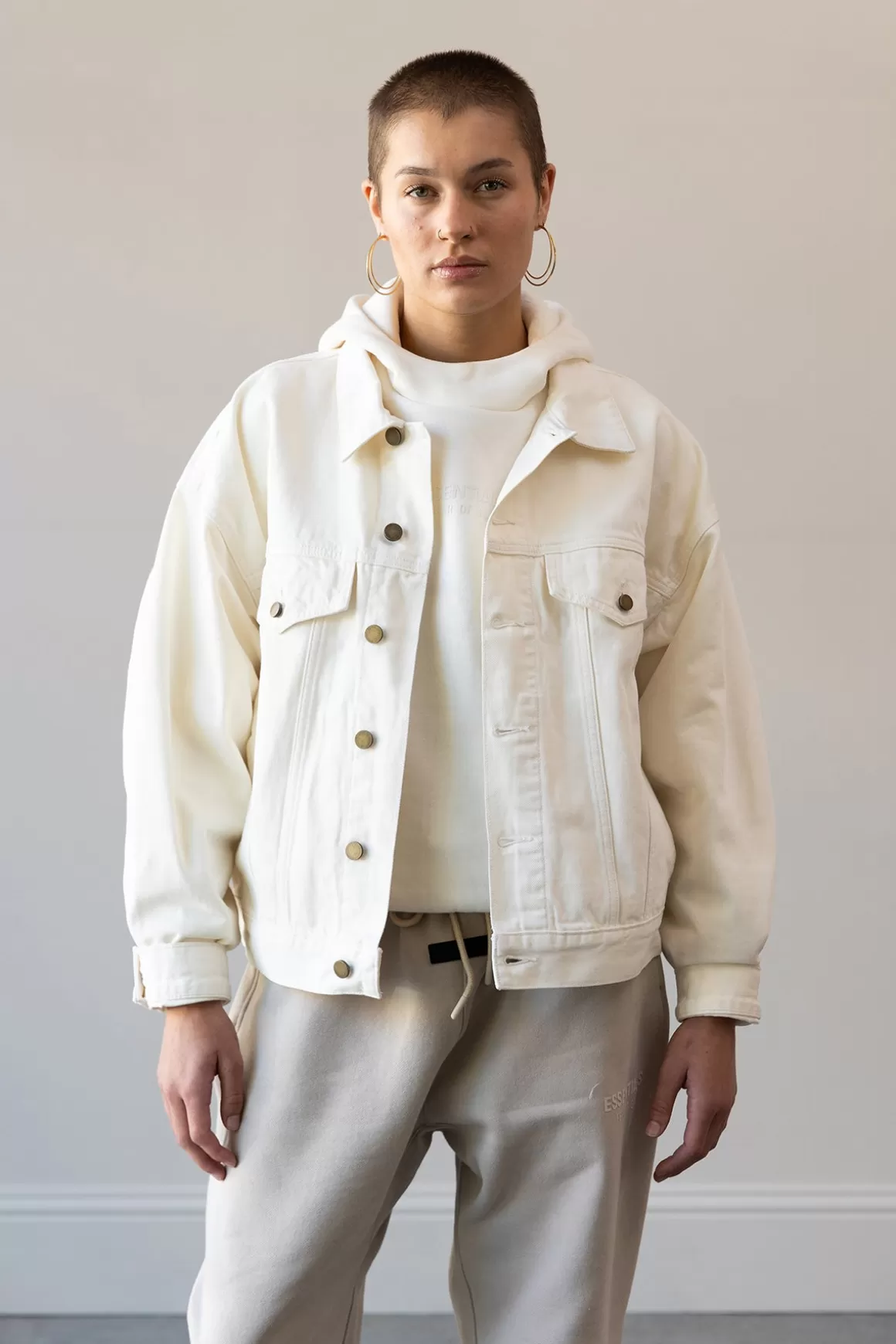 Denim Jacket - Cloud Dancer>Fear of God Essentials Flash Sale