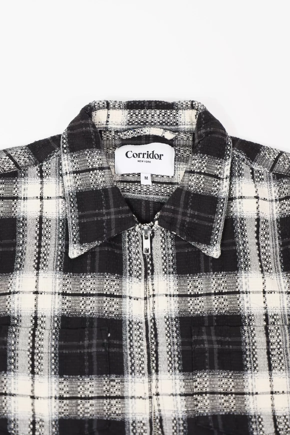 Dobby Plaid Zip Shirt - Black>Corridor Best Sale