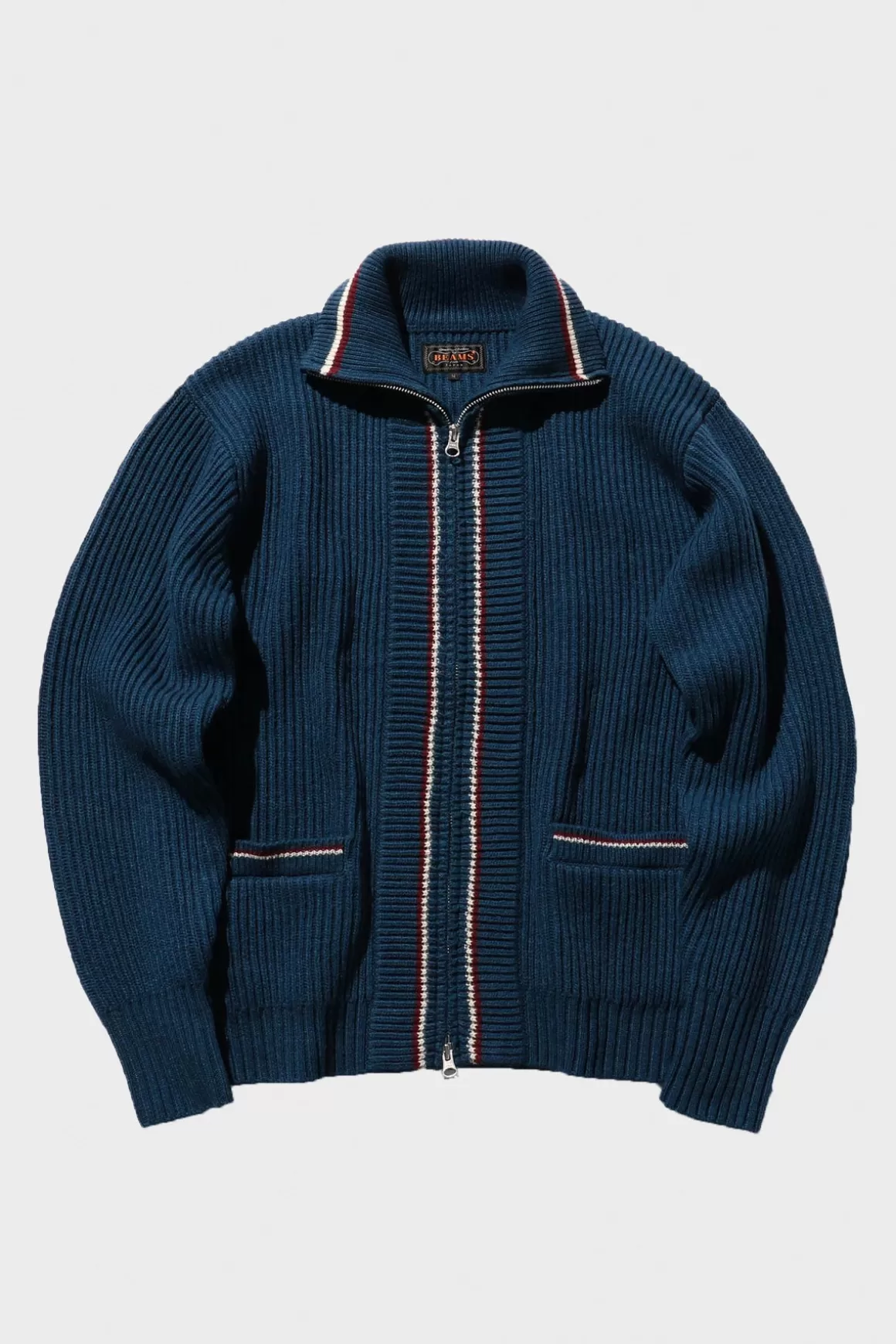 Full Zip Knit - Blue>Beams Plus Fashion