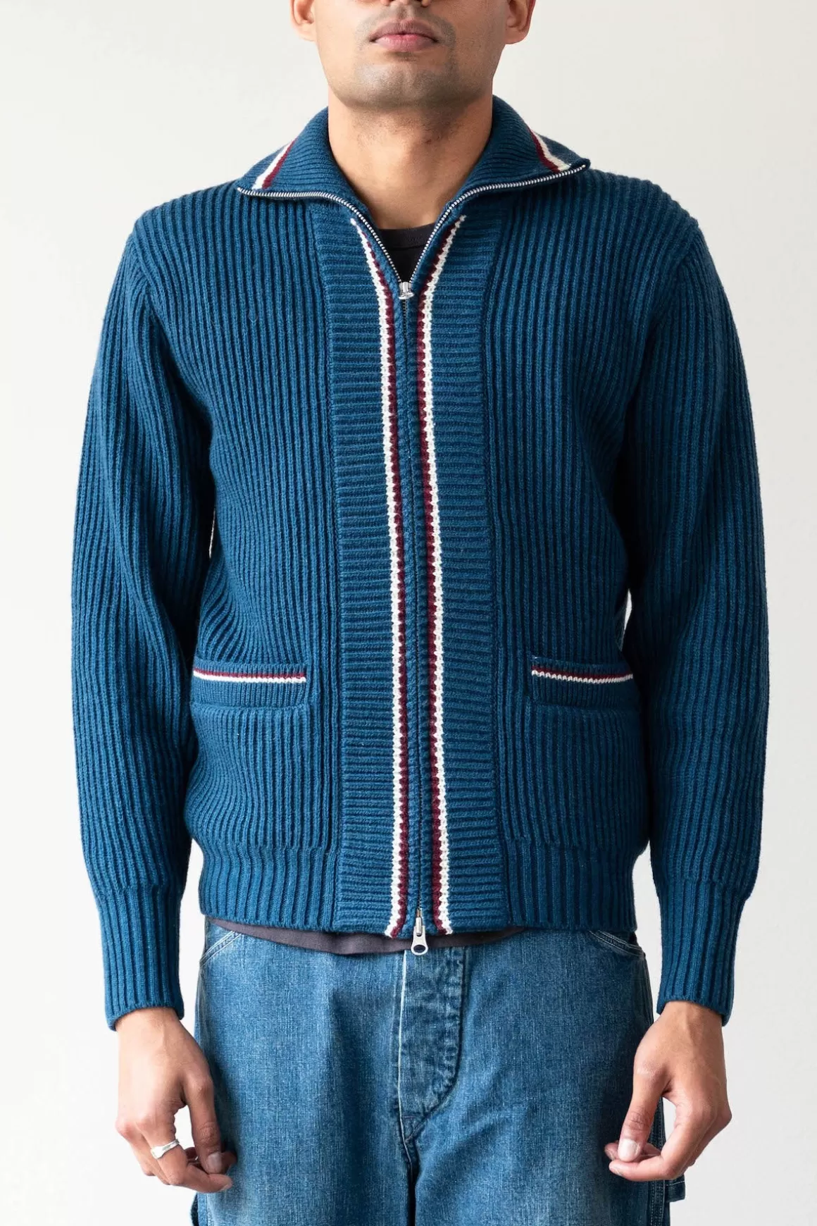 Full Zip Knit - Blue>Beams Plus Fashion