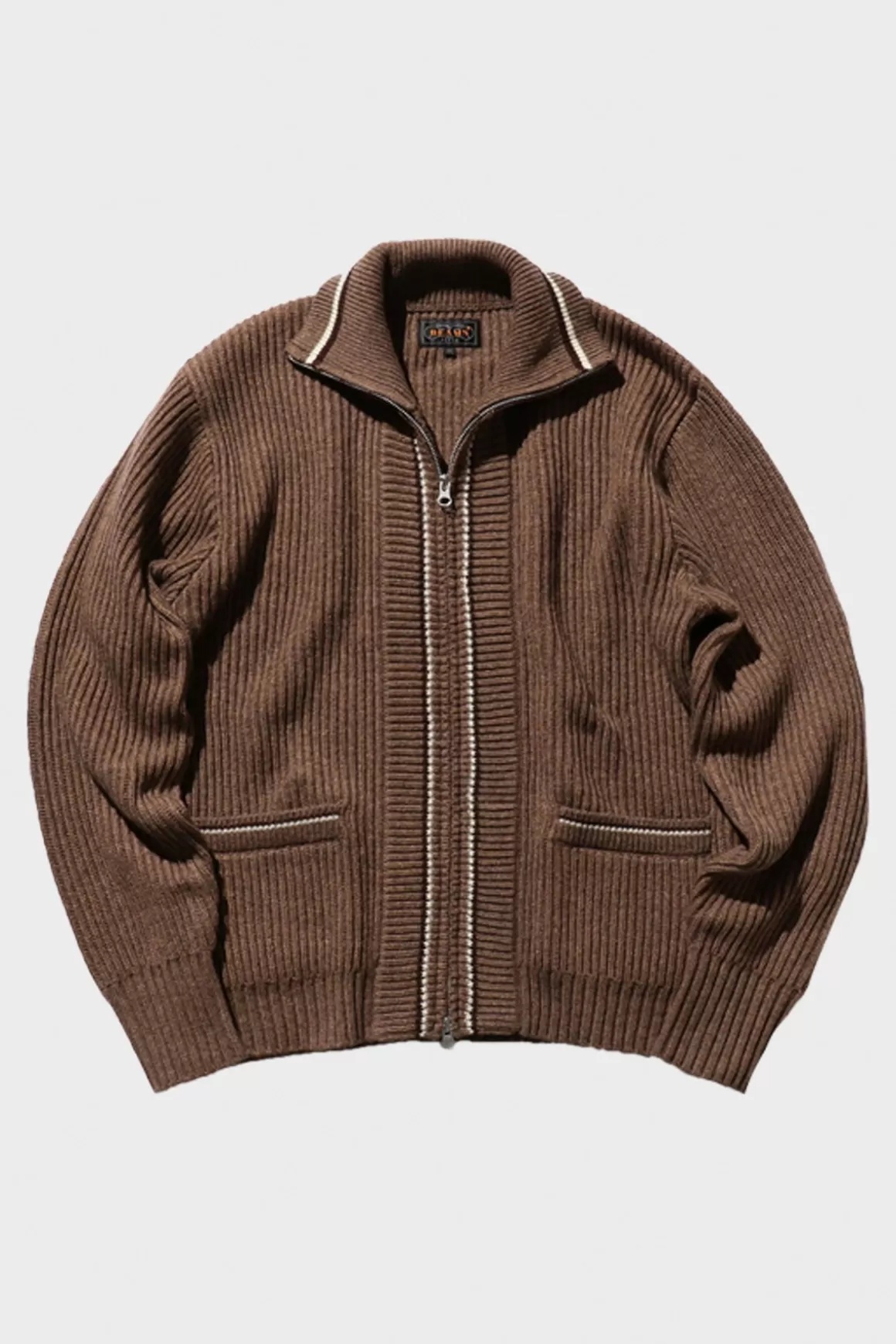 Full Zip Knit - Brown>Beams Plus Flash Sale