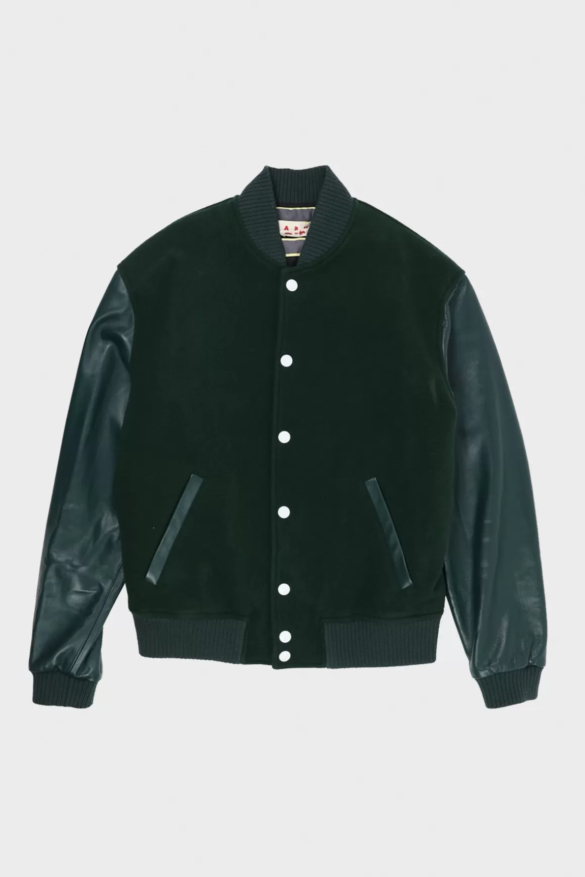 Green Wool Felt Bomber W/ Leather Sleeves - Spherical Green>Marni Flash Sale