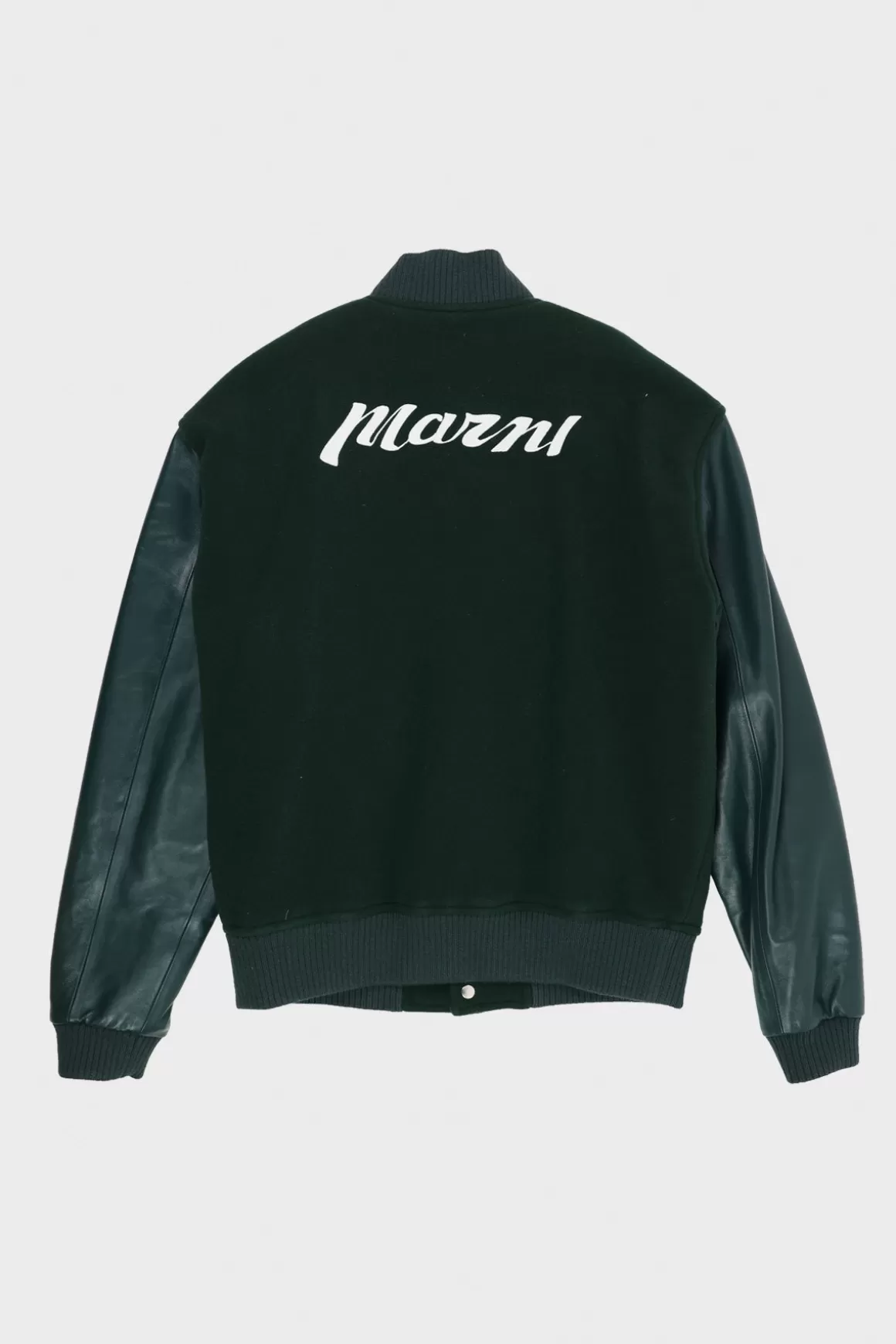 Green Wool Felt Bomber W/ Leather Sleeves - Spherical Green>Marni Flash Sale