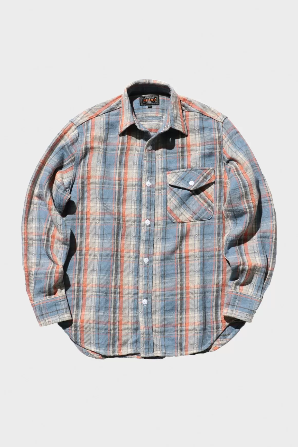 Guide Shirt Dobby Nel Check - Blue>Beams Plus Best Sale