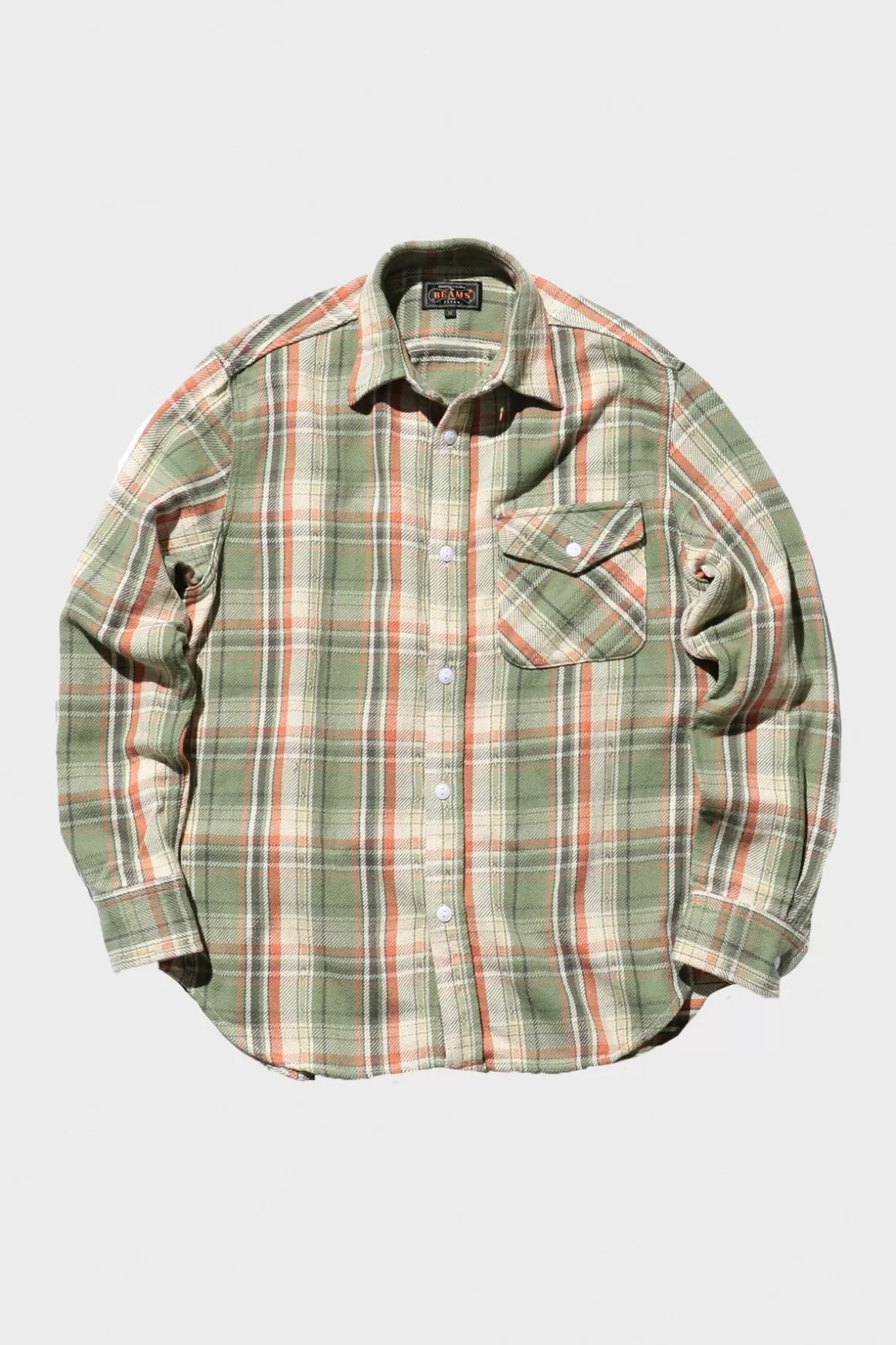 Guide Shirt Dobby Nel Check - Green>Beams Plus Fashion