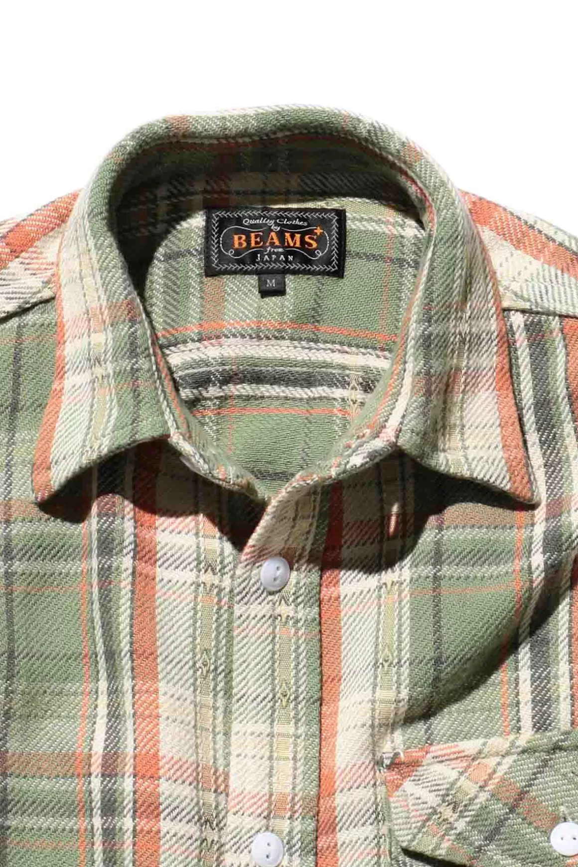 Guide Shirt Dobby Nel Check - Green>Beams Plus Fashion