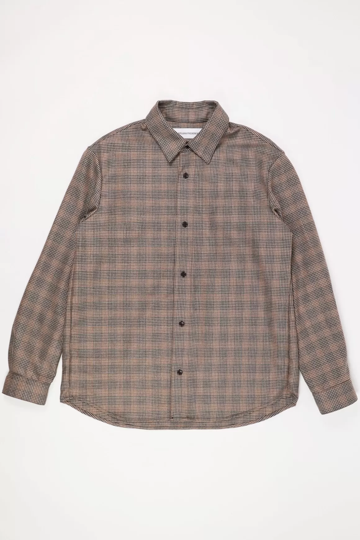 House Shirt - Tan And Brown Houndstooth Plaid>William Frederick Cheap