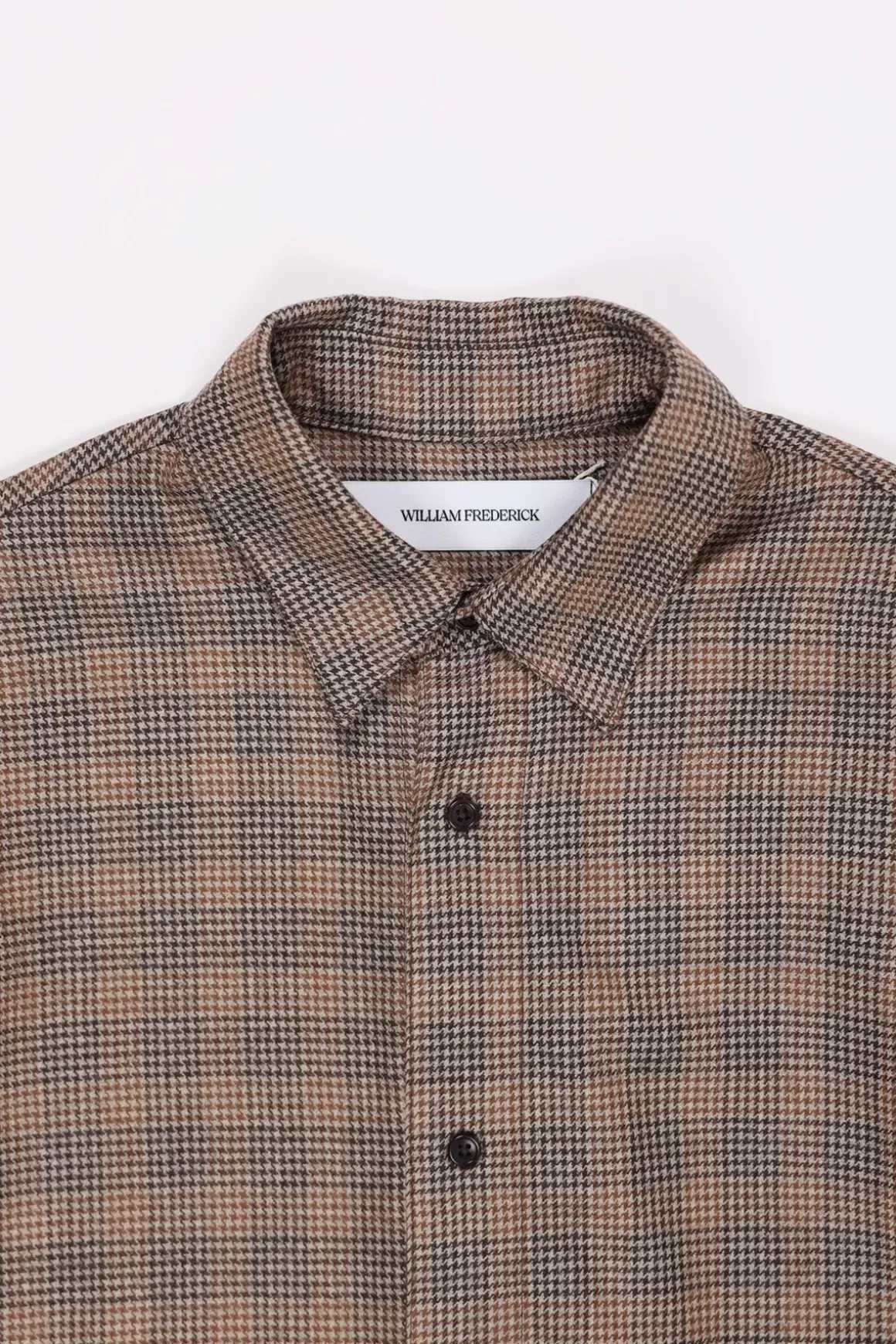 House Shirt - Tan And Brown Houndstooth Plaid>William Frederick Cheap