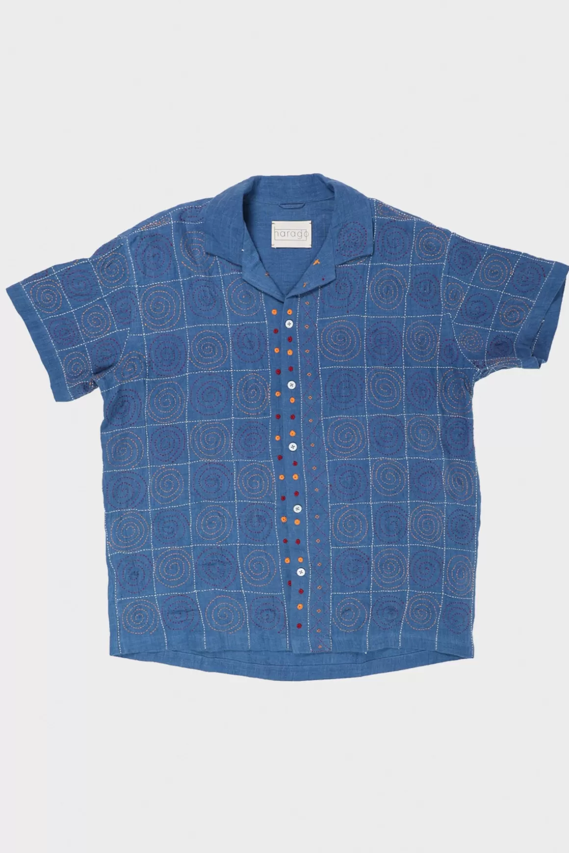 Jalebi Embroidered Shirt - Indigo>Harago Outlet