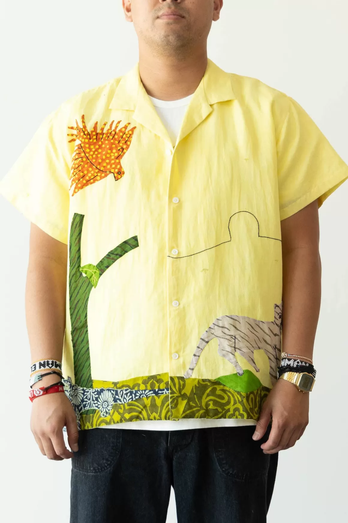 Jungle Scene Applique Shirt - Lime Green>Harago Discount