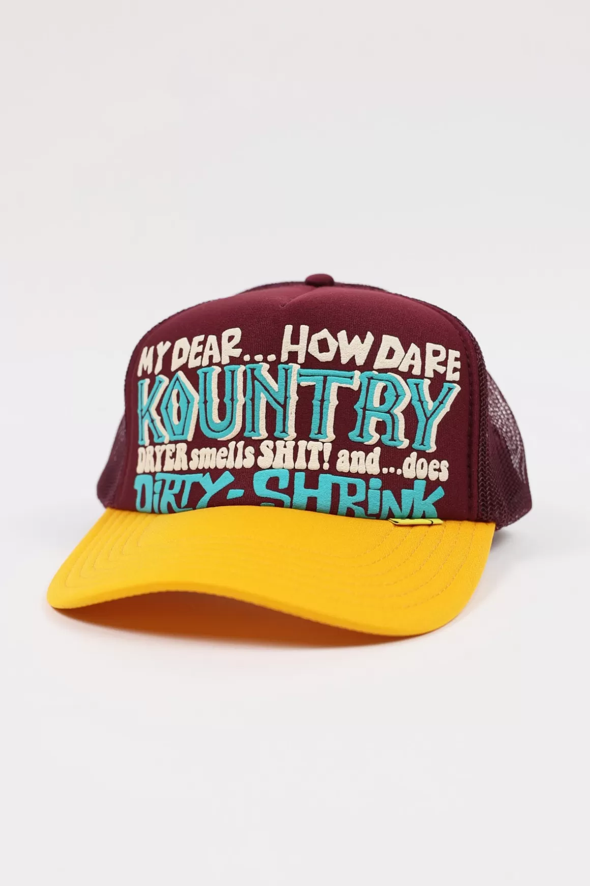 Kountry Dirty Shrink Trucker Cap - Burgundy X Gold>Kapital Store