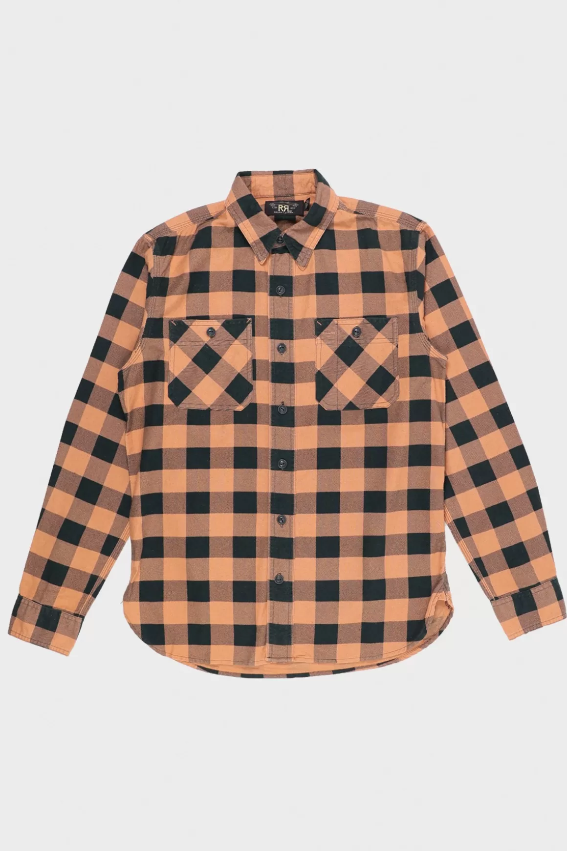 Longsleeve Cotton/Chamois Hercules Workshirt - Coral/Black>RRL Online