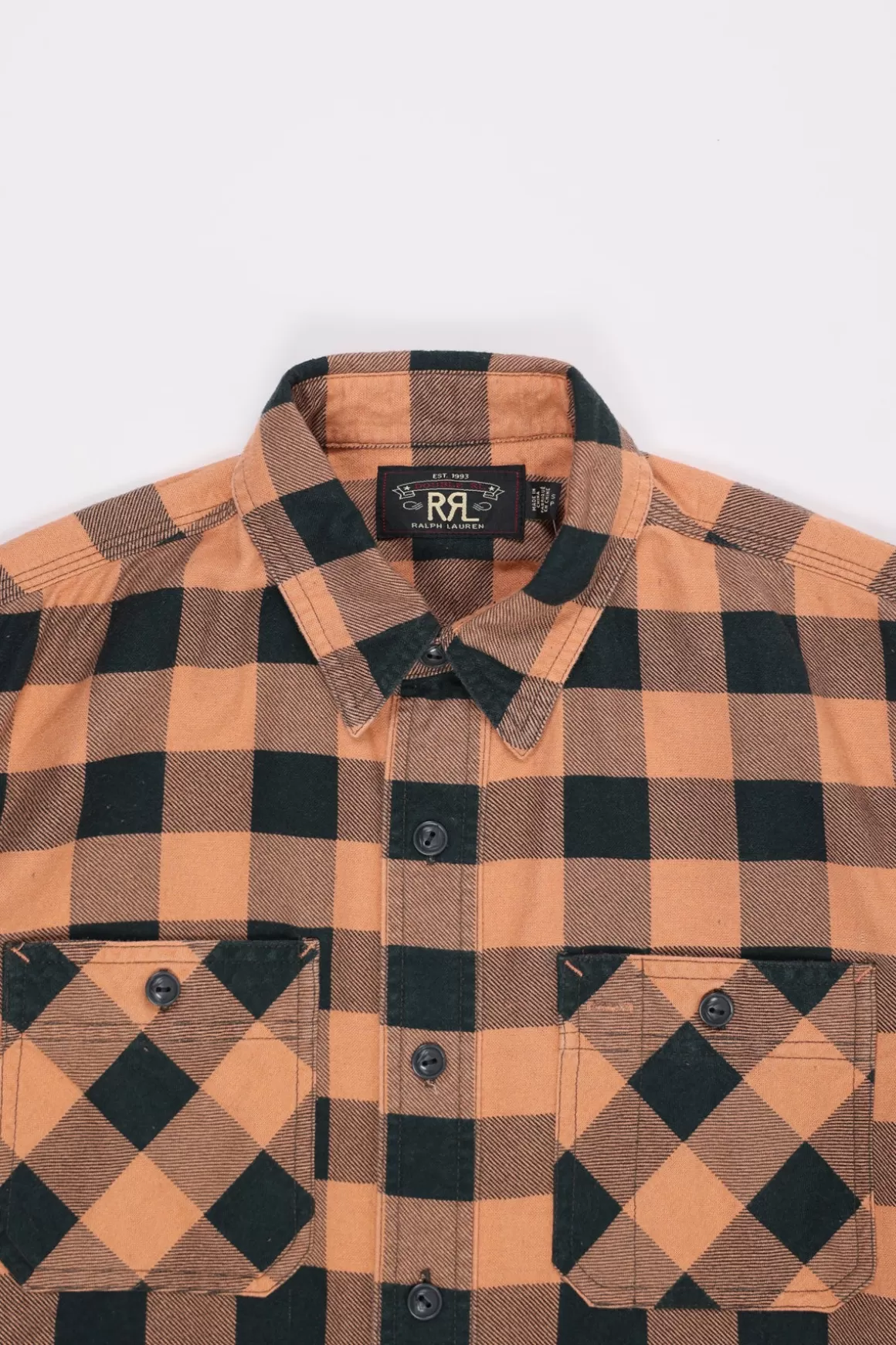 Longsleeve Cotton/Chamois Hercules Workshirt - Coral/Black>RRL Online