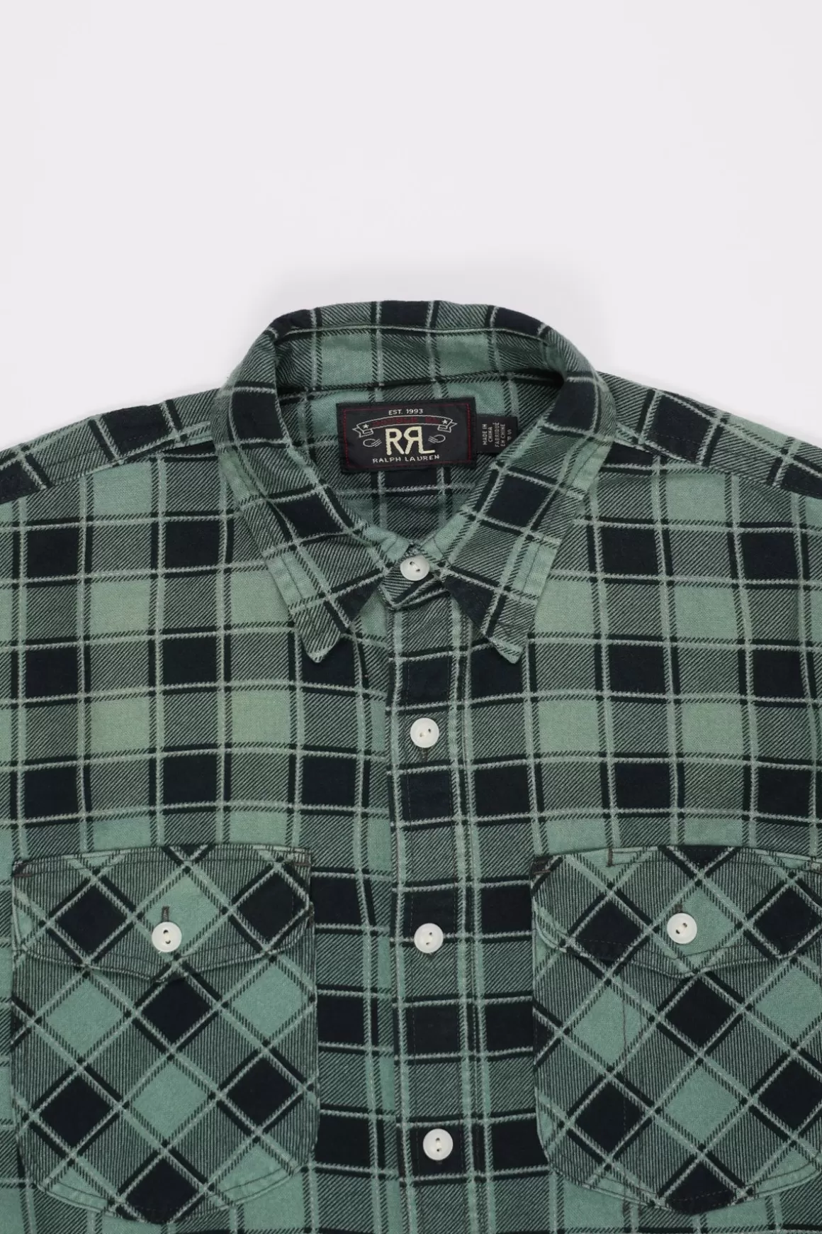 Longsleeve Cotton/Chamois Hercules Workshirt - Green/Black>RRL Best Sale