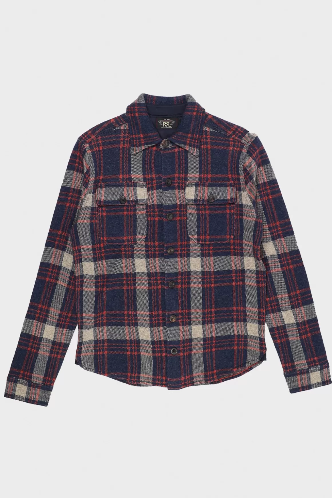 Longsleeve Wool/Cotton Blend Matlock Sweater Workshirt - Red/Blue Multi>RRL Sale