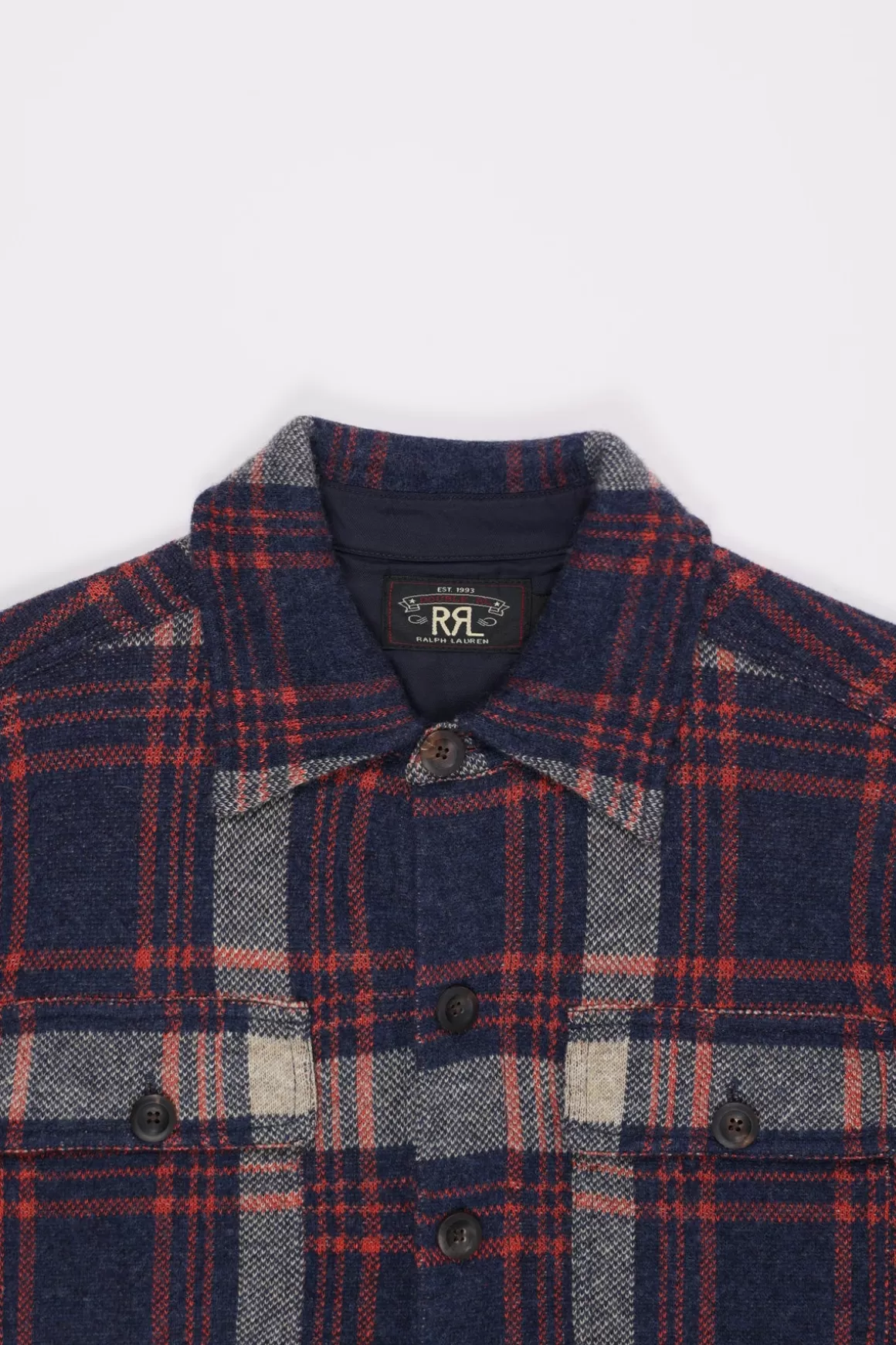 Longsleeve Wool/Cotton Blend Matlock Sweater Workshirt - Red/Blue Multi>RRL Sale