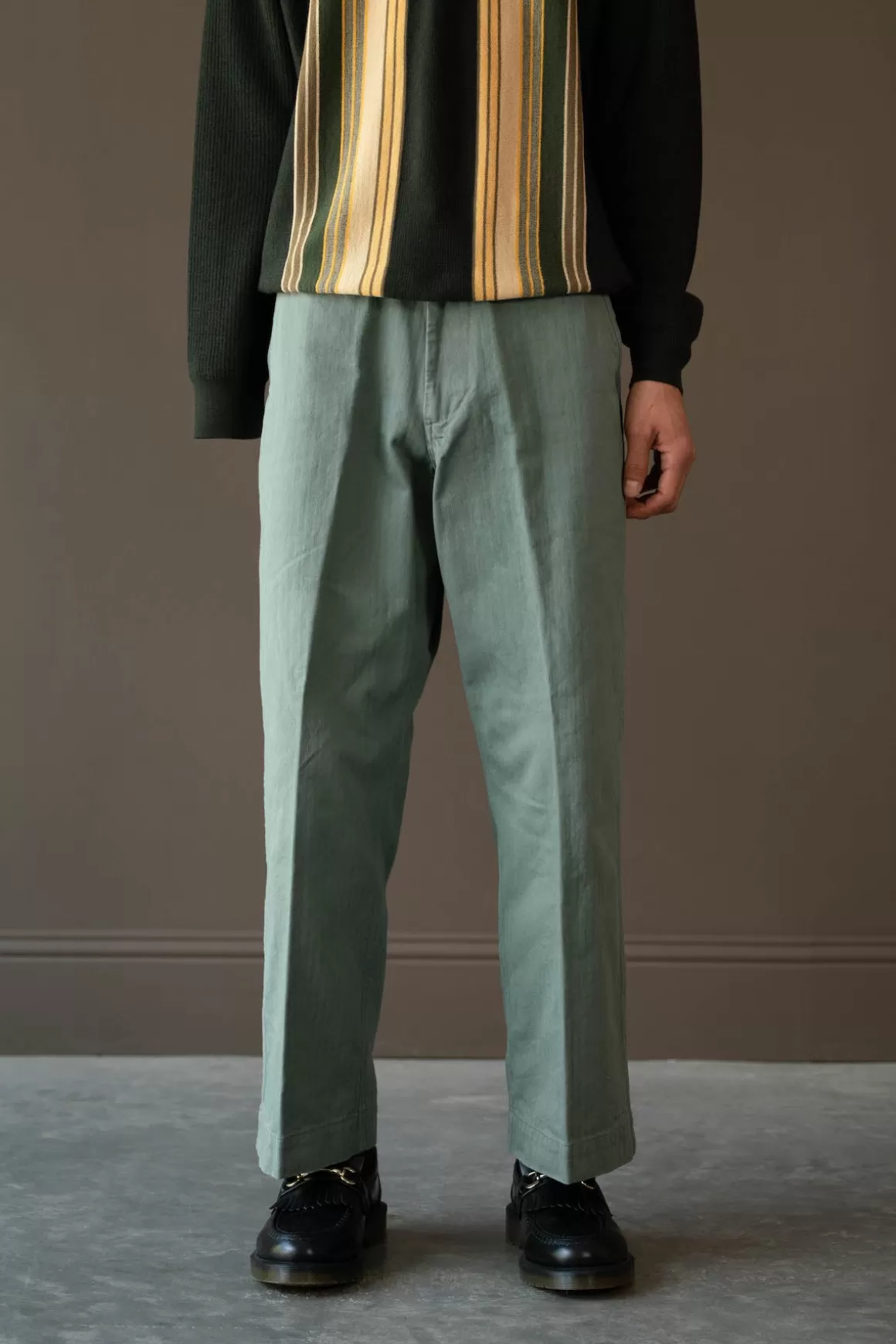 Mil Trousers Herringbone - Sage>Beams Plus Cheap