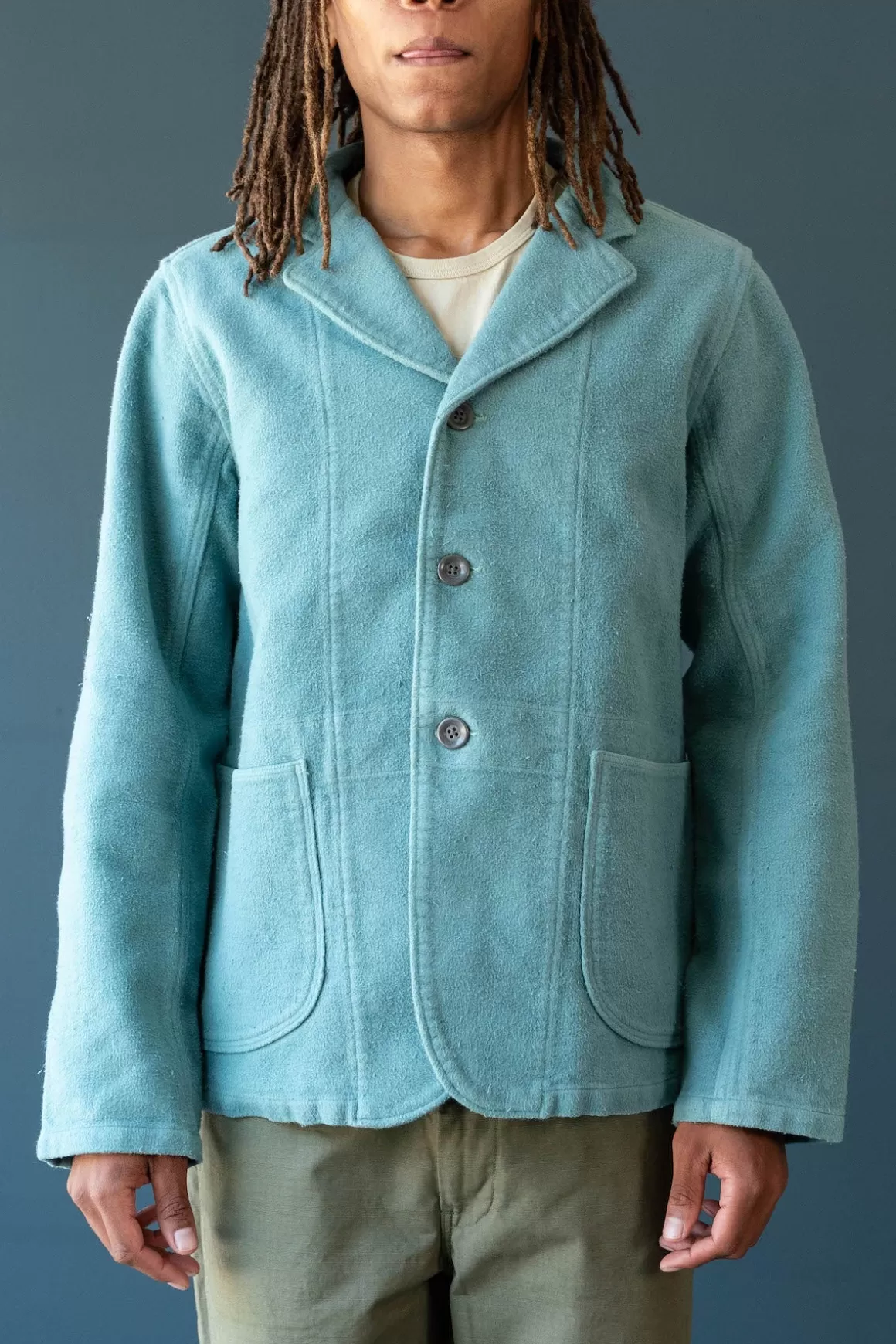 Napped Heat-Corduroy Hospital Jkt - Turquoise>Kapital Discount