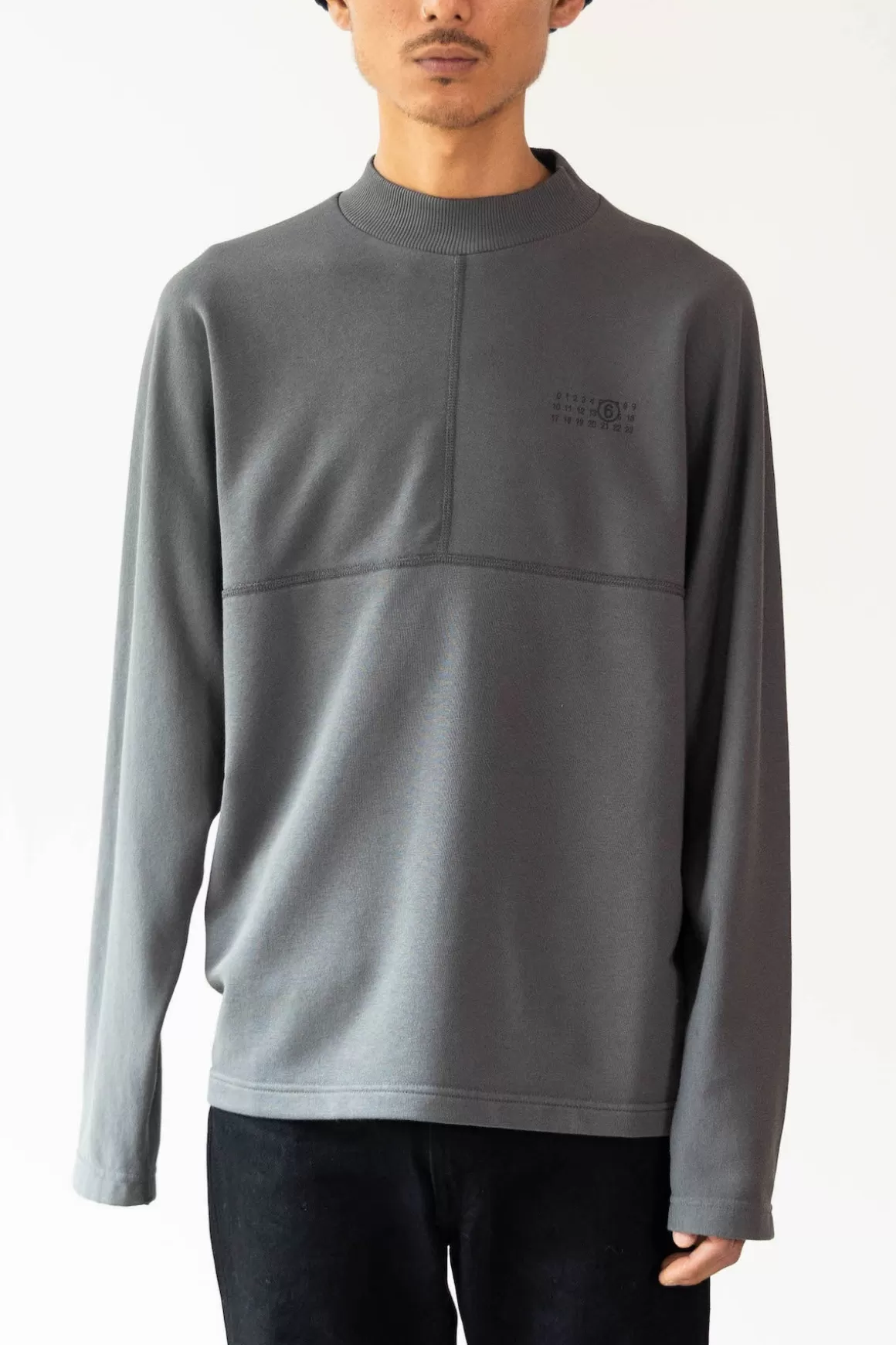 Number Mockneck Pullover - Greige>MM6 Maison Margiela Outlet