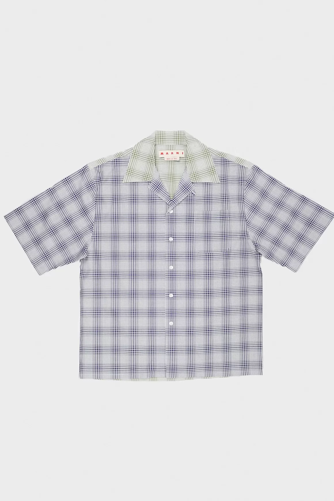 Organic Poplin Check Camp Shirt - Blue Marine>Marni Online