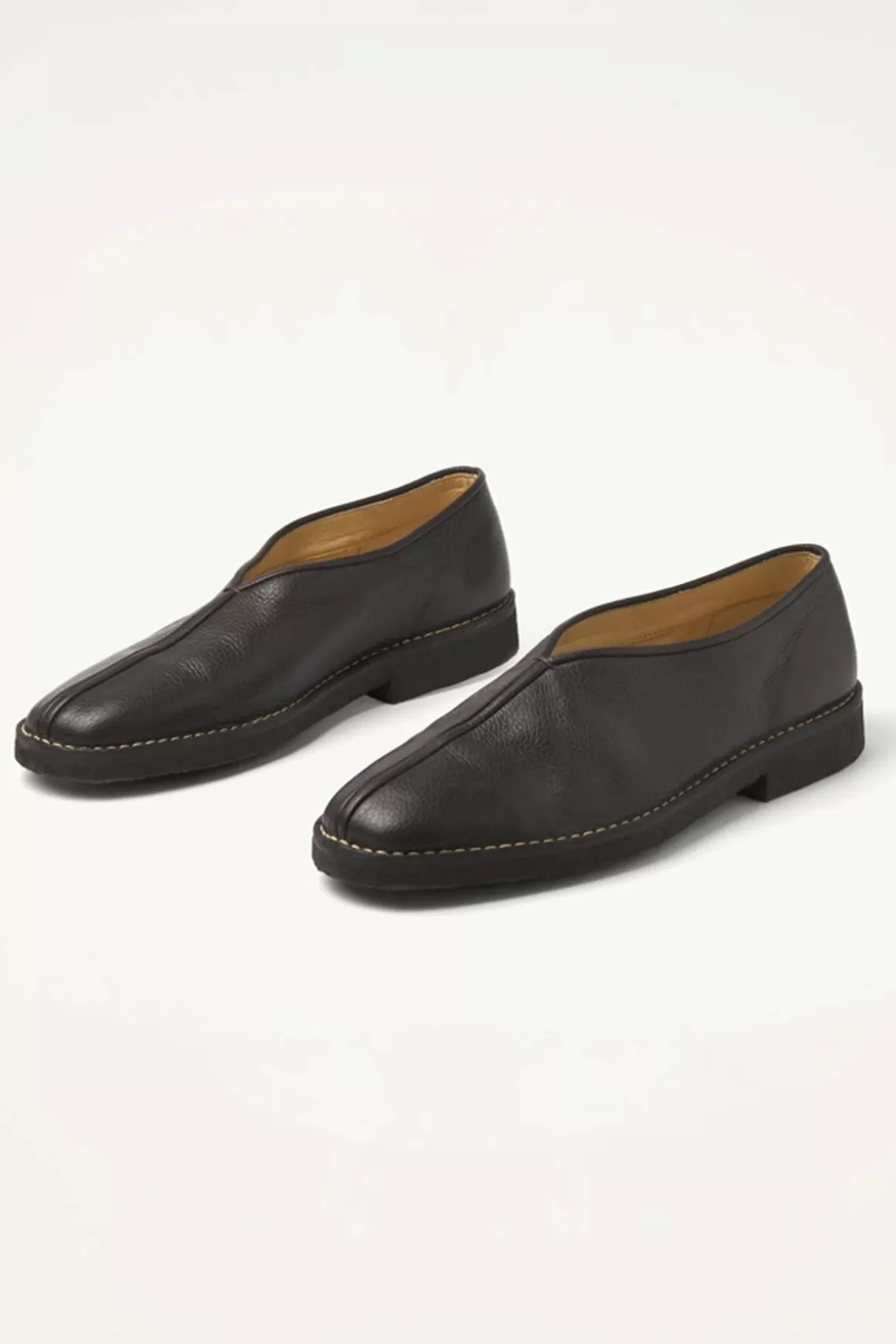 Piped Crepe Slippers - Dark Brown>Lemaire New