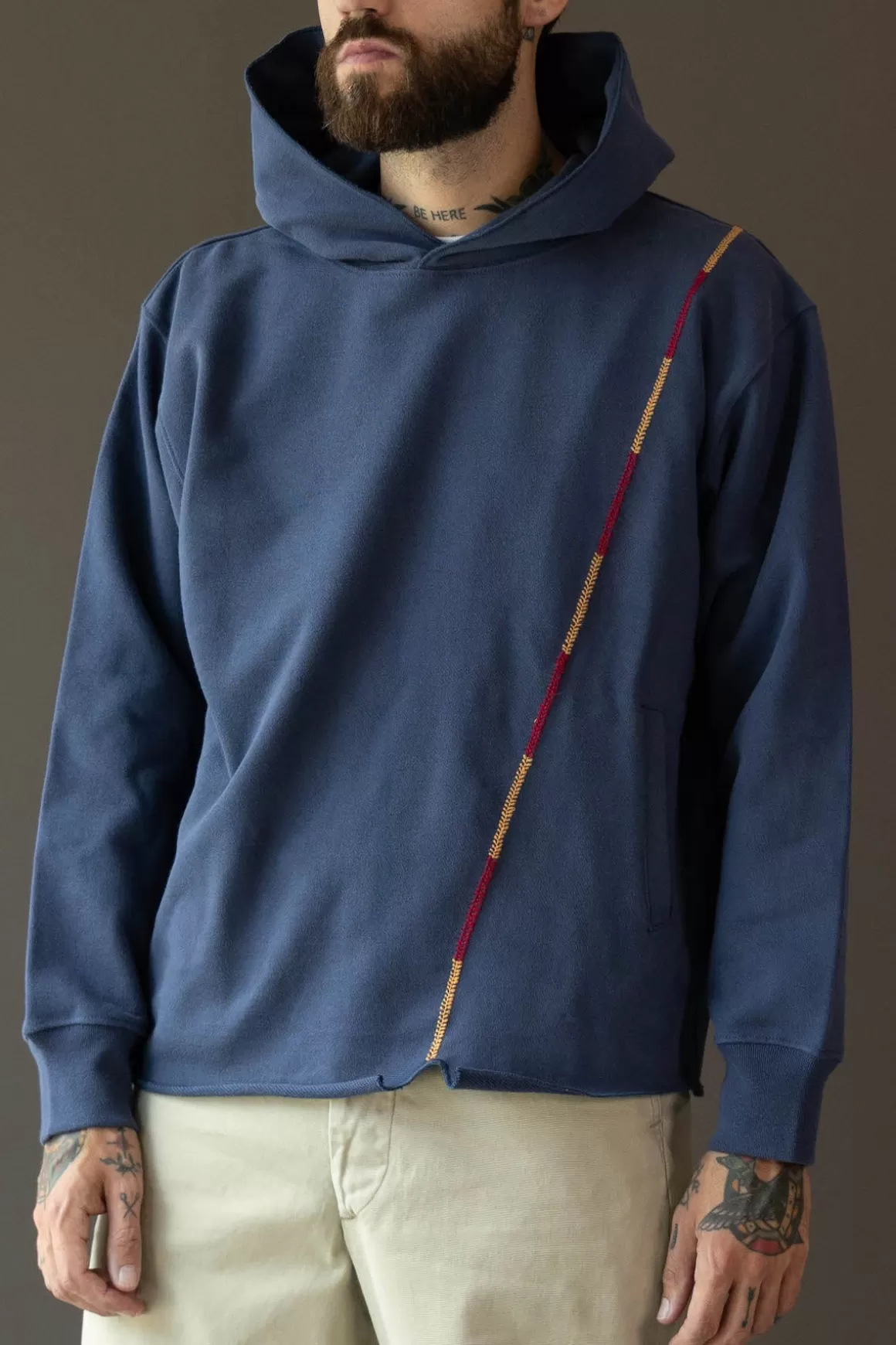 Rabari Stitch Hoodie - Blue/Red/Yellow>Karu Research Cheap