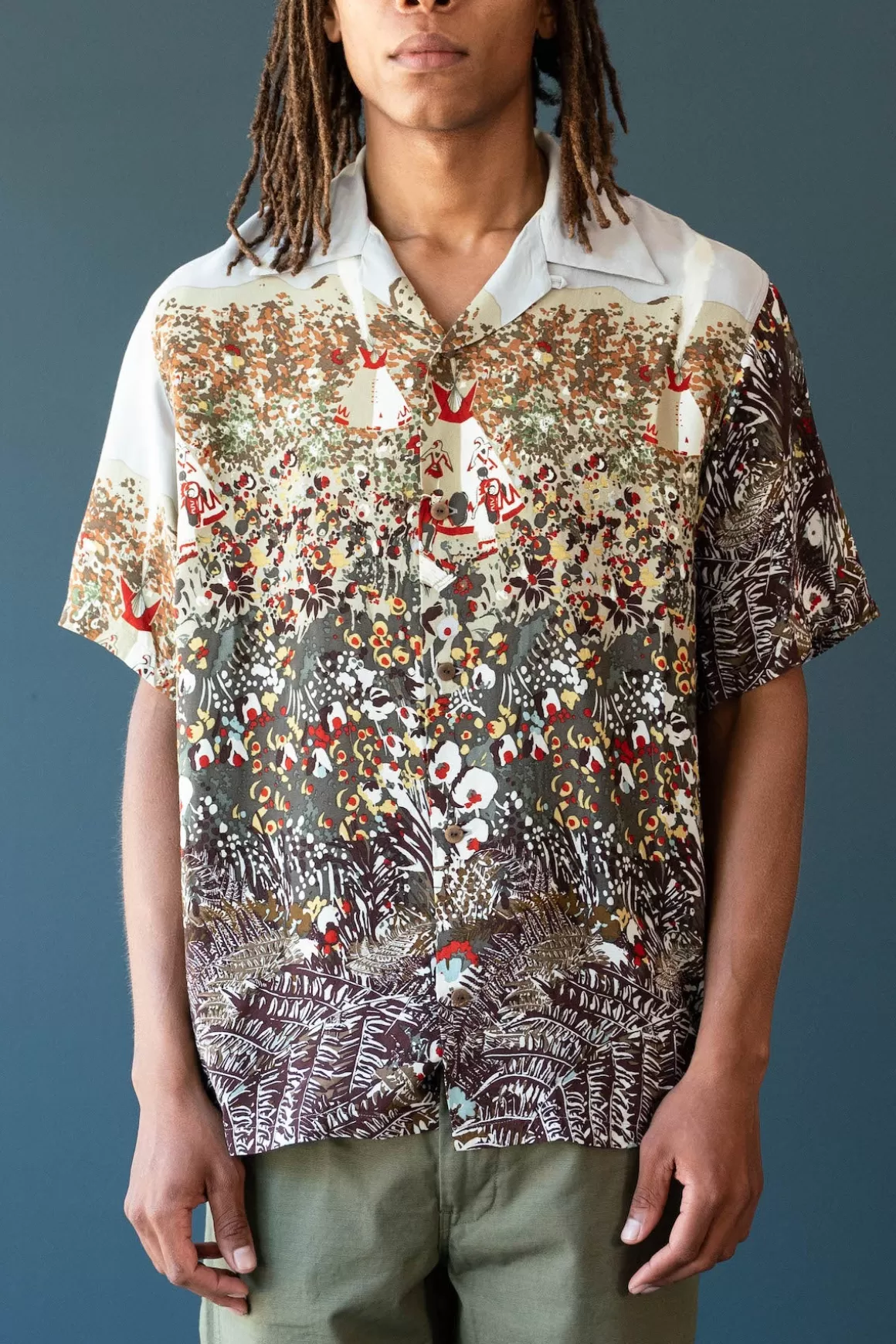 Rayon Nabajo Land Aloha Shirt - Light Grey>Kapital Flash Sale