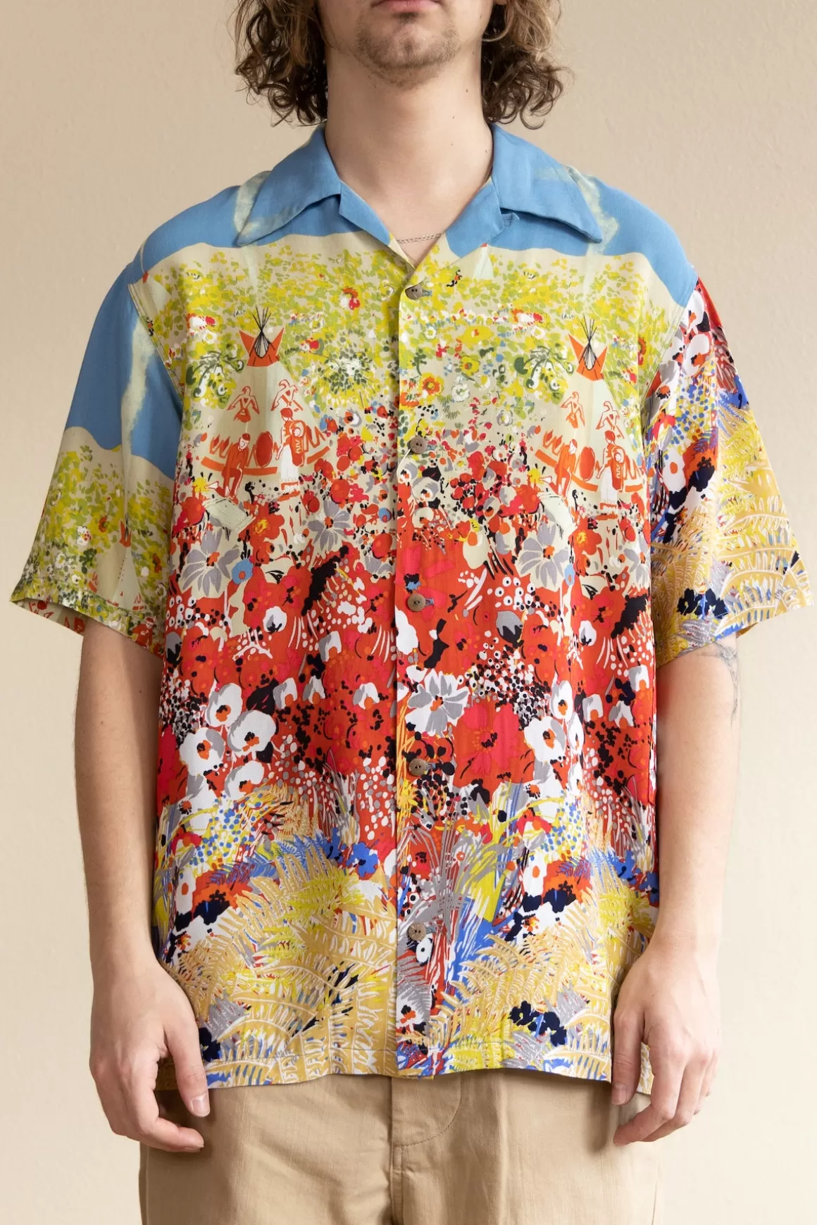 Rayon Navajoland Aloha Shirt - Yellow>Kapital Online