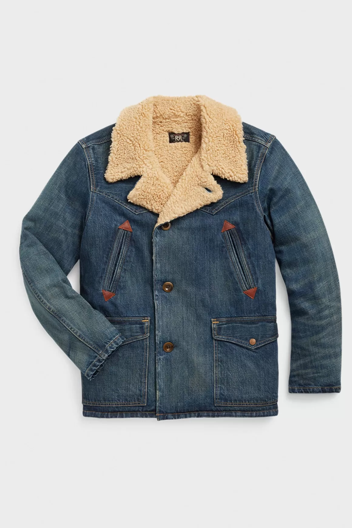 Shearling Lined Denim Trucker Jacket - Blue>RRL Best