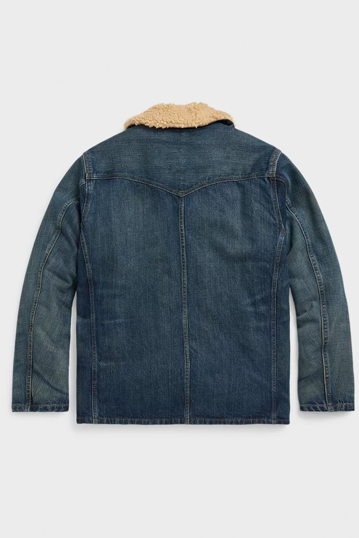 Shearling Lined Denim Trucker Jacket - Blue>RRL Best