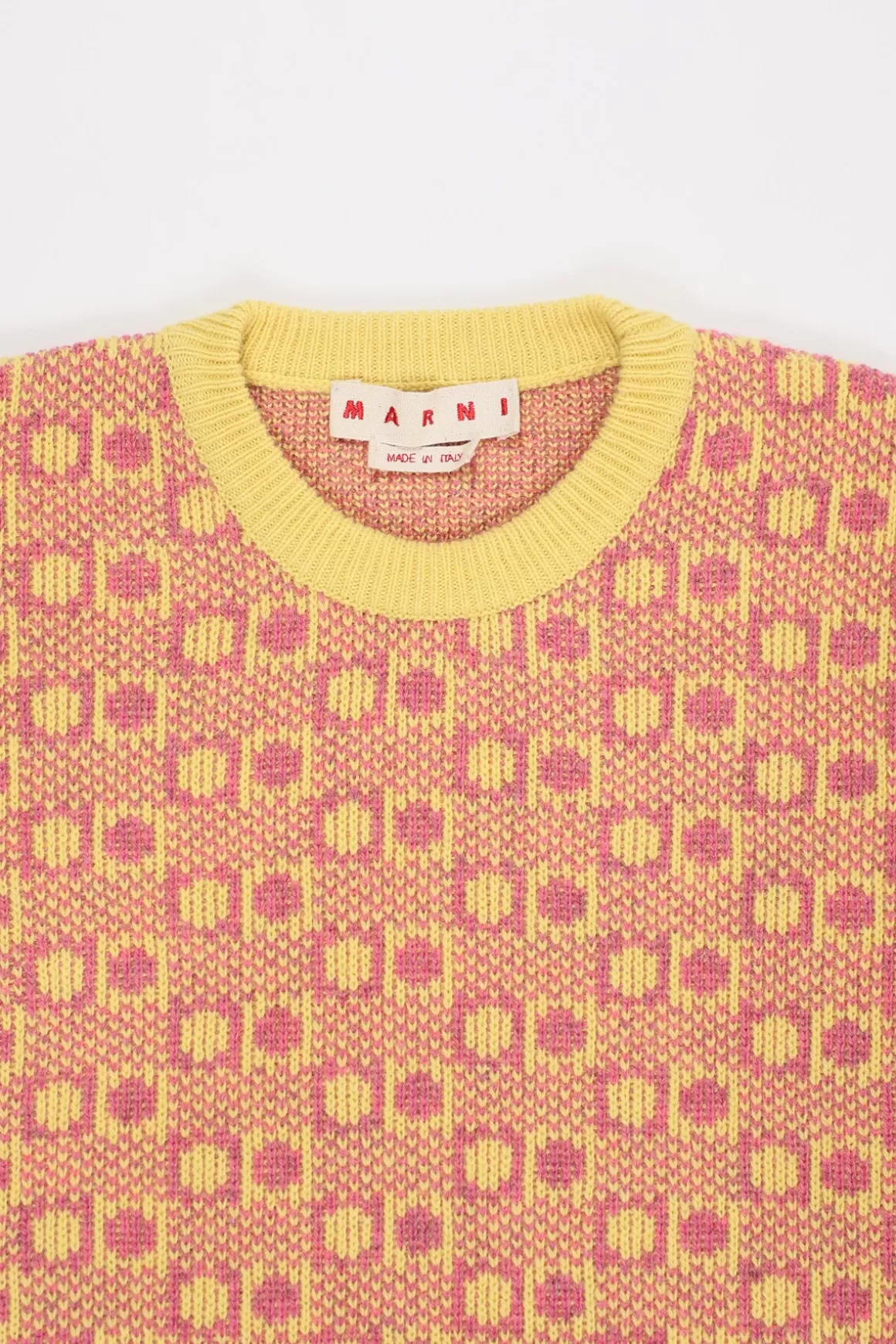 Shetland Wool Roundneck Sweater - Pink/Yellow>Marni Best Sale