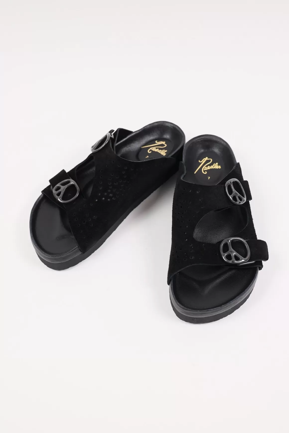 Suede Leather Double Strap Sandal - Black>Needles Best Sale