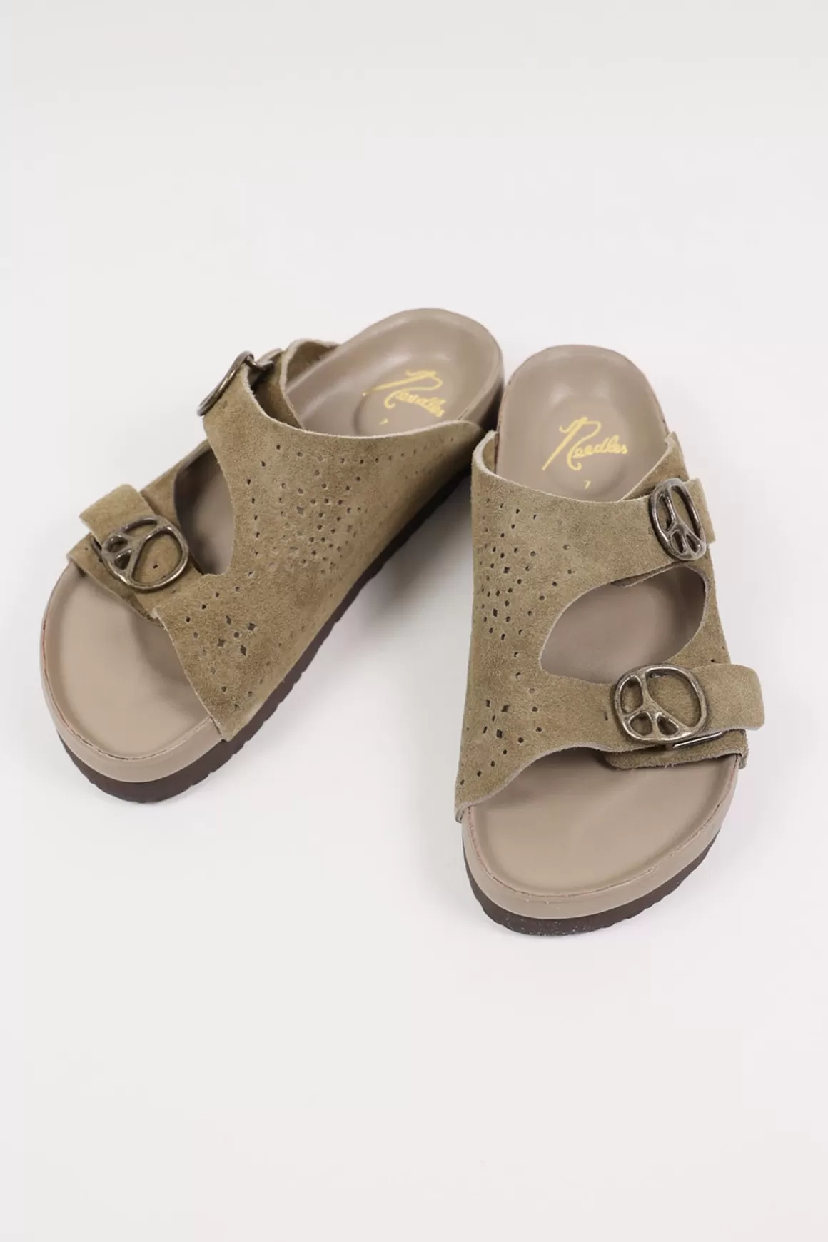 Suede Leather Double Strap Sandal - Taupe>Needles Shop