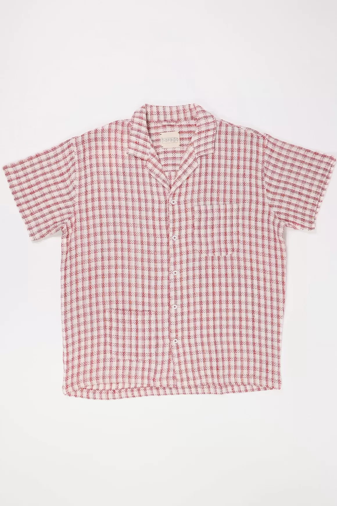 Textured Cotton Shirt - Red/White>Harago Flash Sale